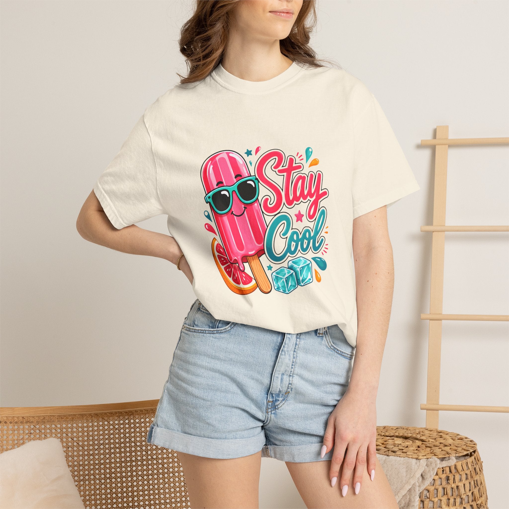 Stay Cool Popsicle graphic T-shirt | Popsicle with sunglasses summer design