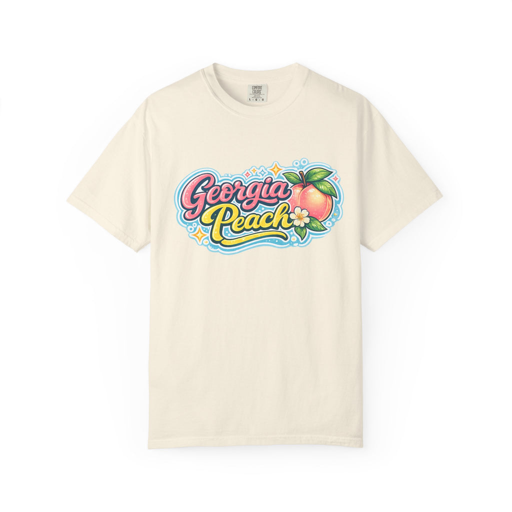 Georgia Peach Retro Illustration T-shirt | Vintage Peach Graphic