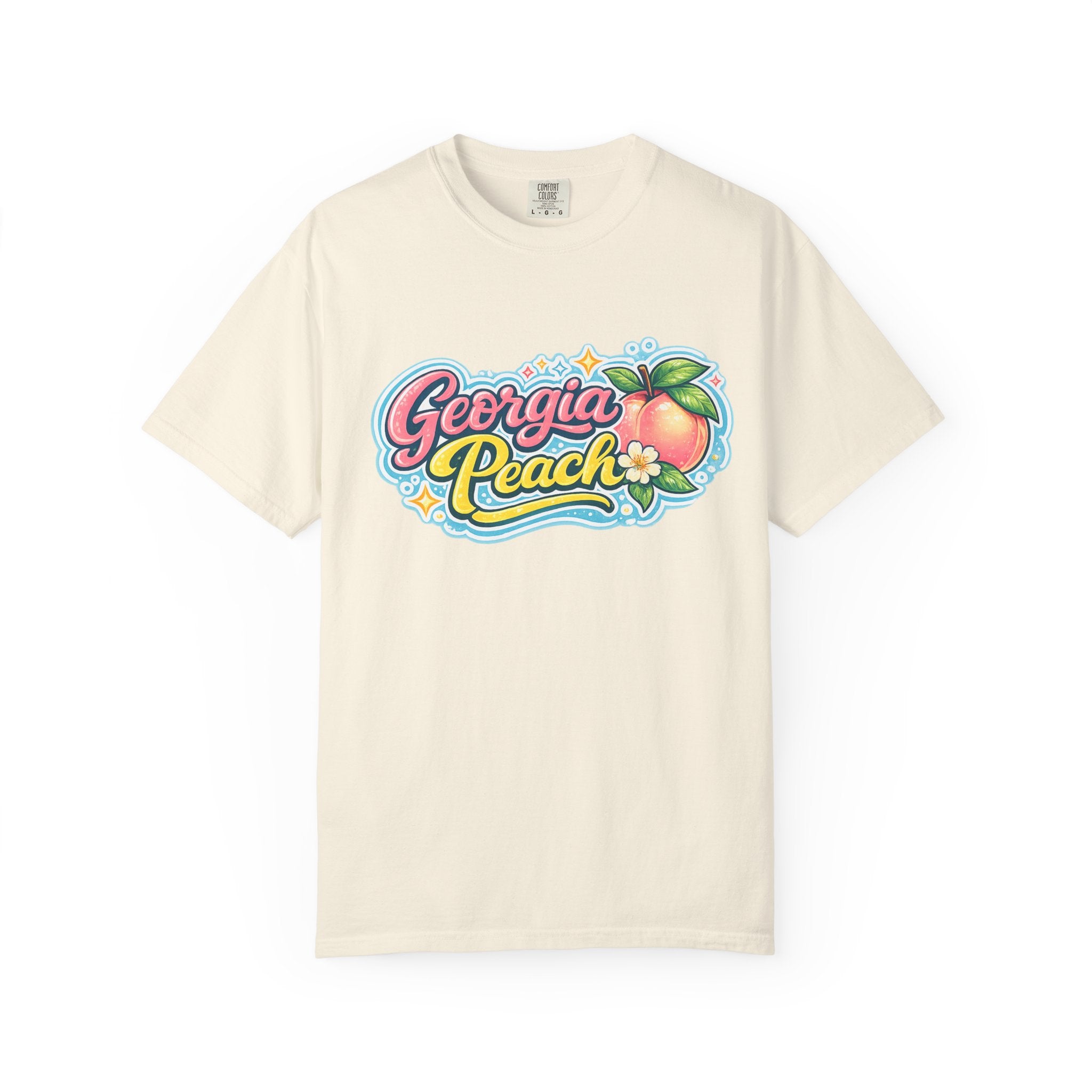 Georgia Peach Retro Illustration T-shirt | Vintage Peach Graphic