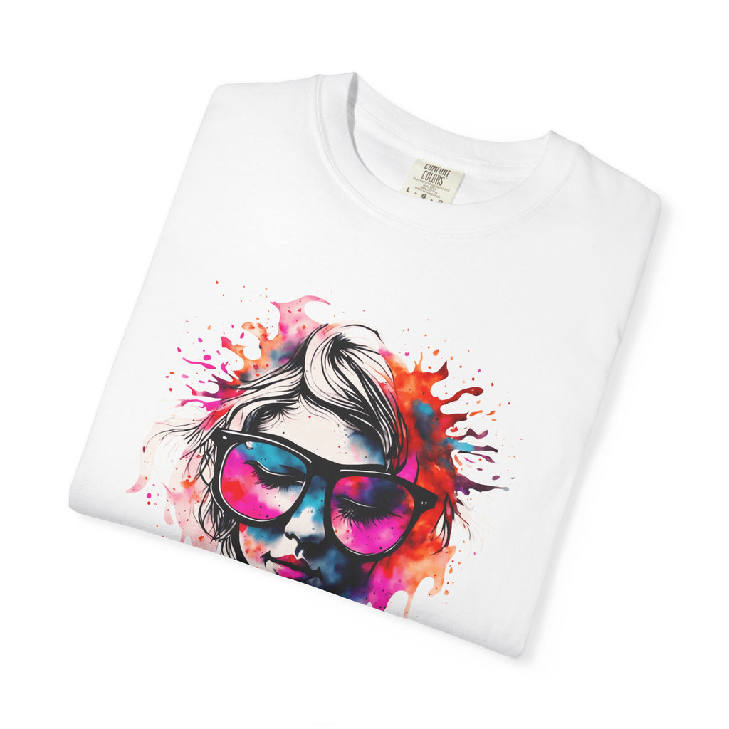 Colorful Drip Sunglasses Portrait T-Shirt | Watercolor Face Art