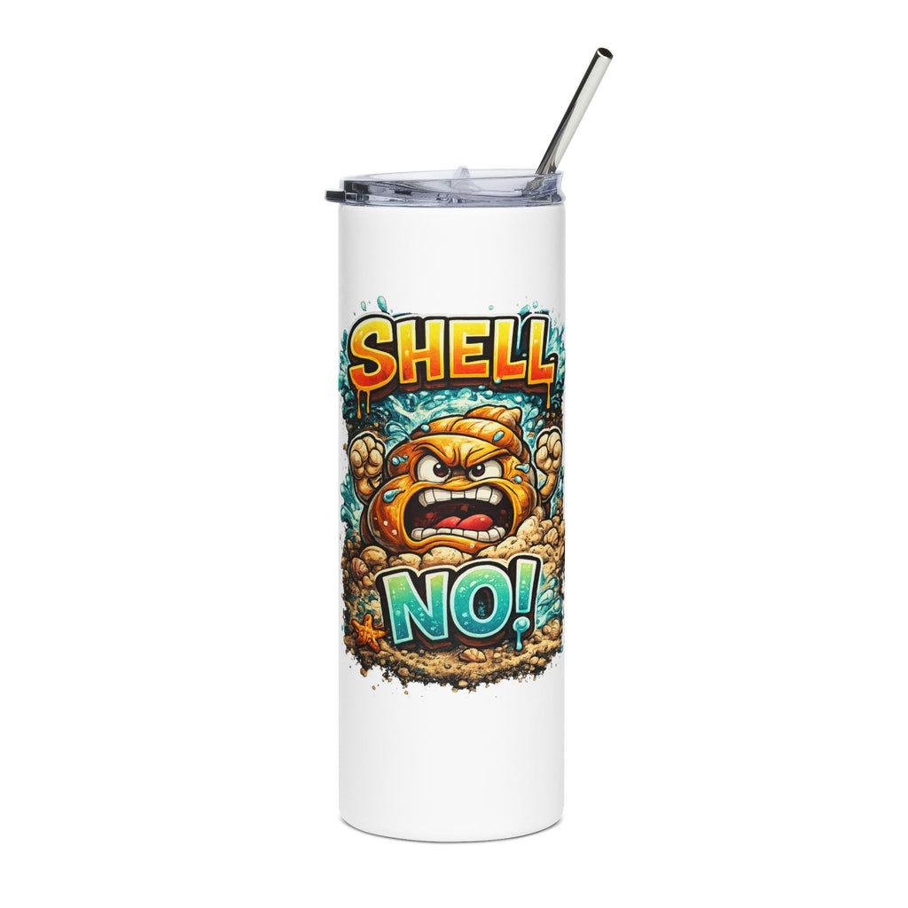 Shell No! Tumbler | Angry Seashell Illustration, 20oz Stainless Steel