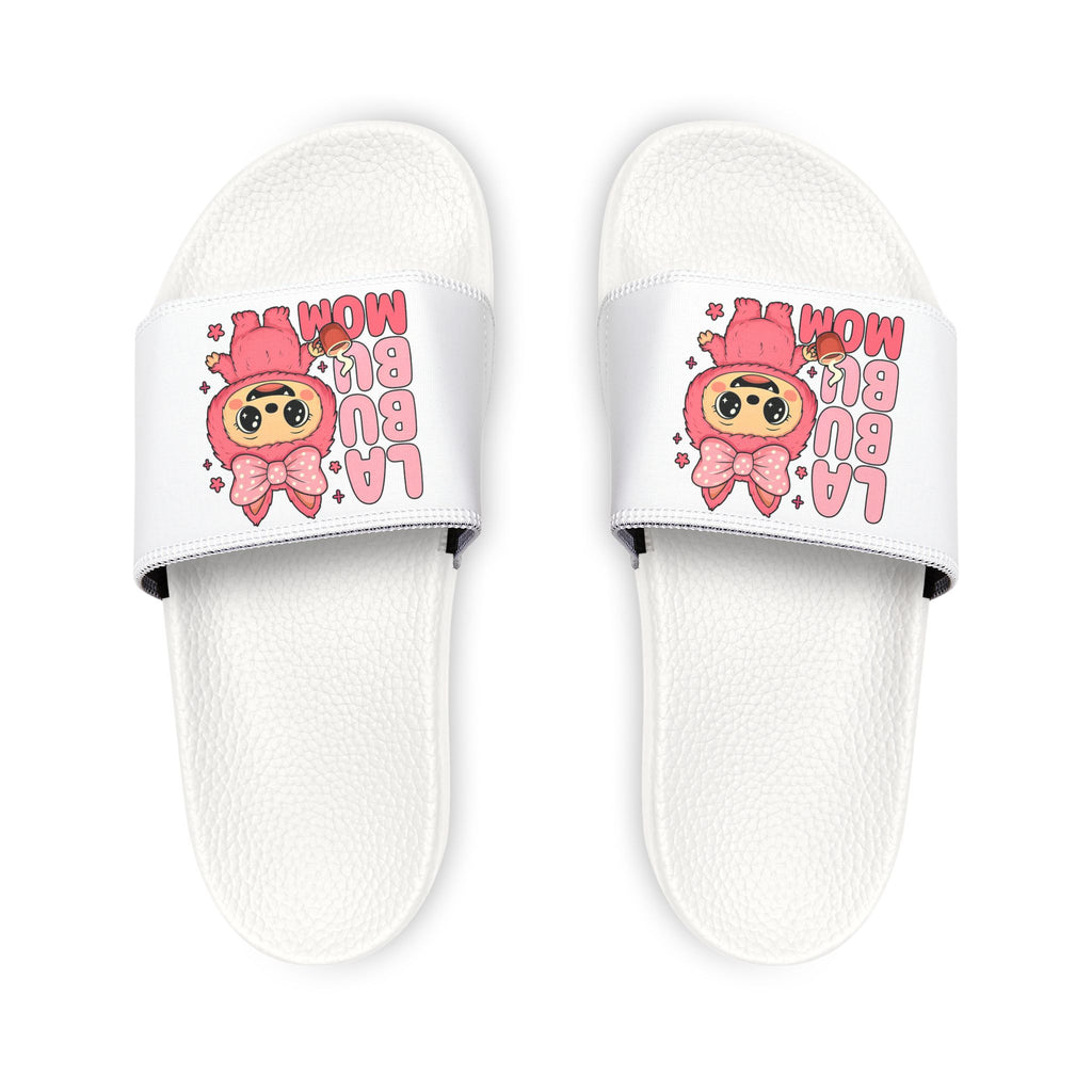 Kawaii Pink Bunny Illustration Youth Sandals | Cute Cartoon Slide Sandals