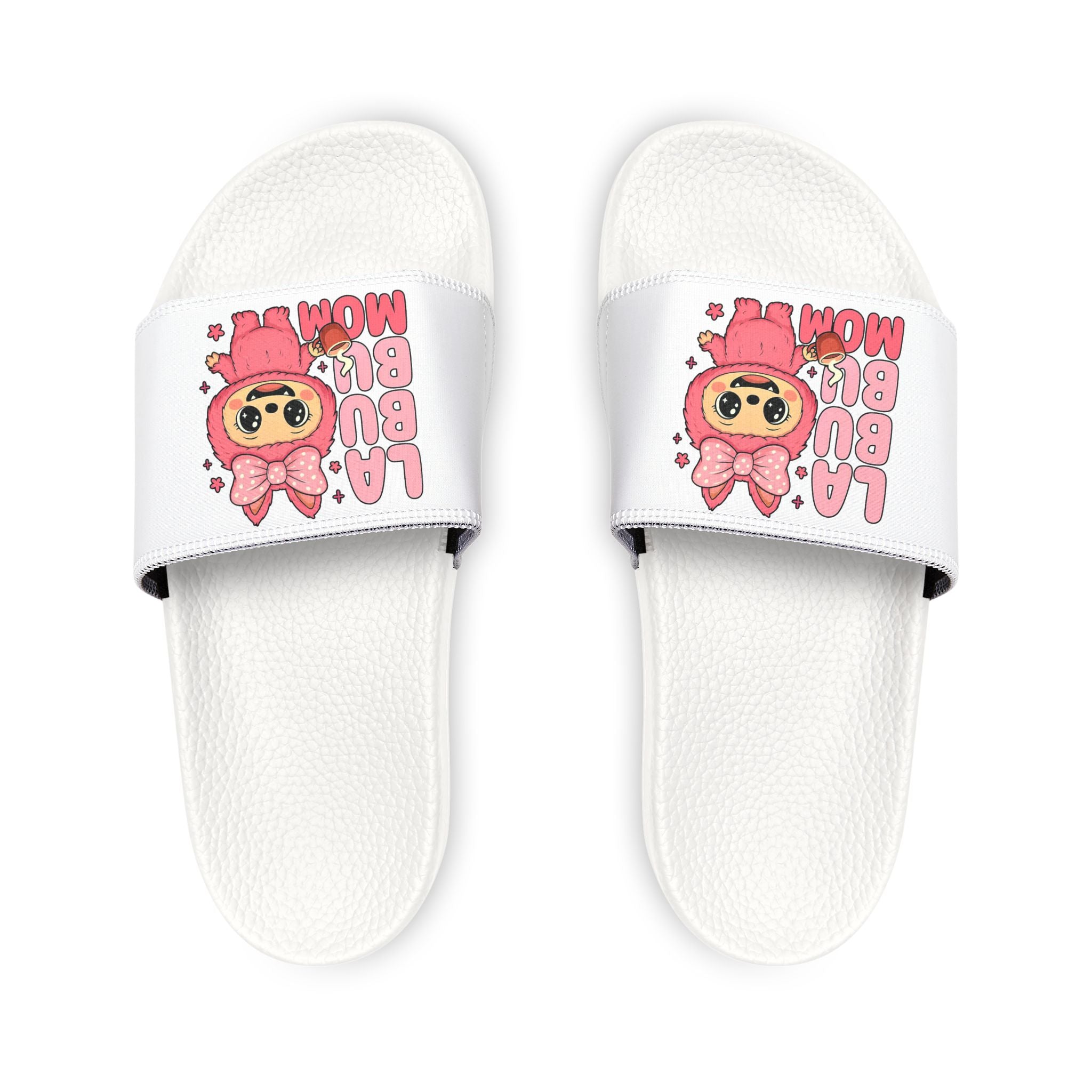 Kawaii Pink Bunny Illustration Youth Sandals | Cute Cartoon Slide Sandals