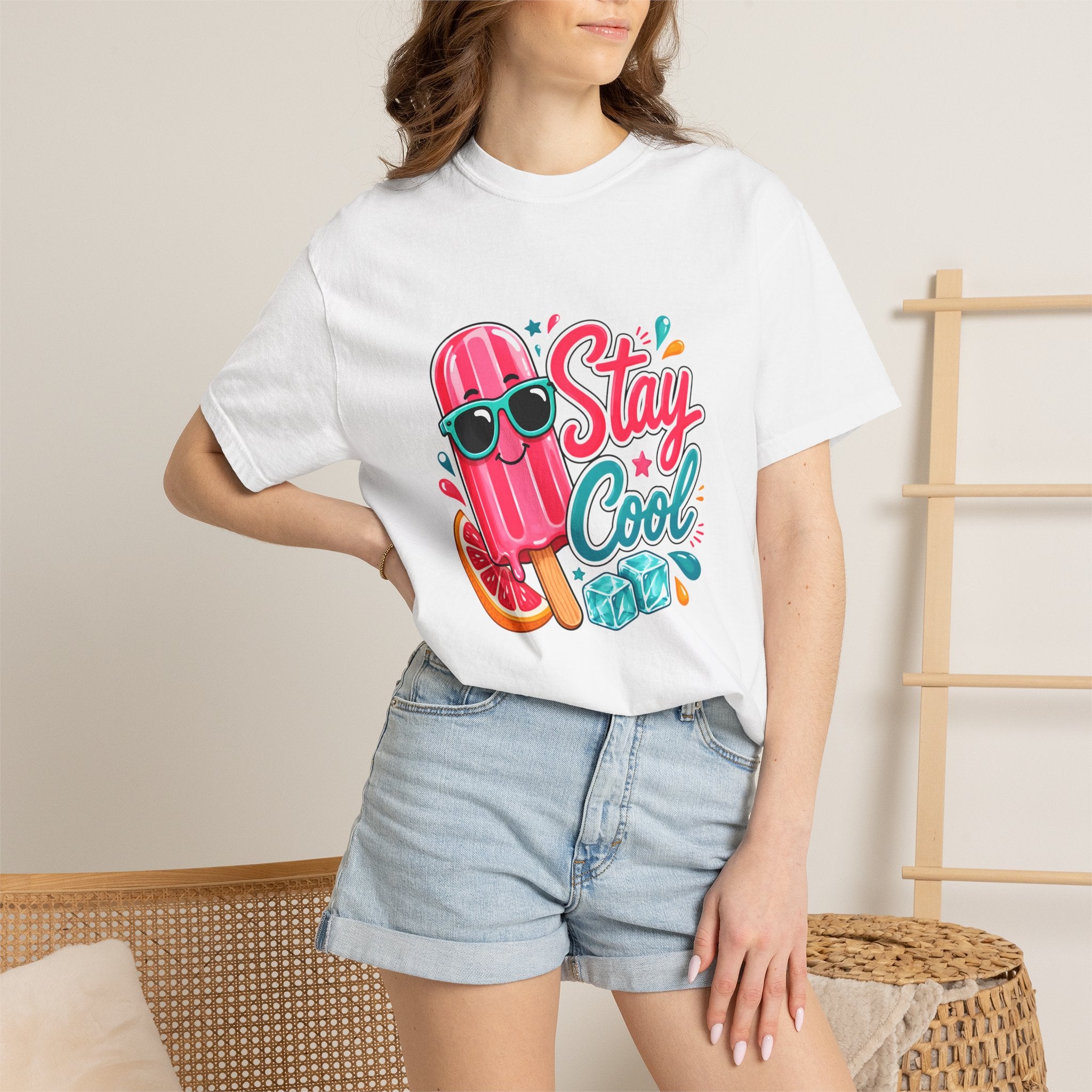 Stay Cool Popsicle graphic T-shirt | Popsicle with sunglasses summer design