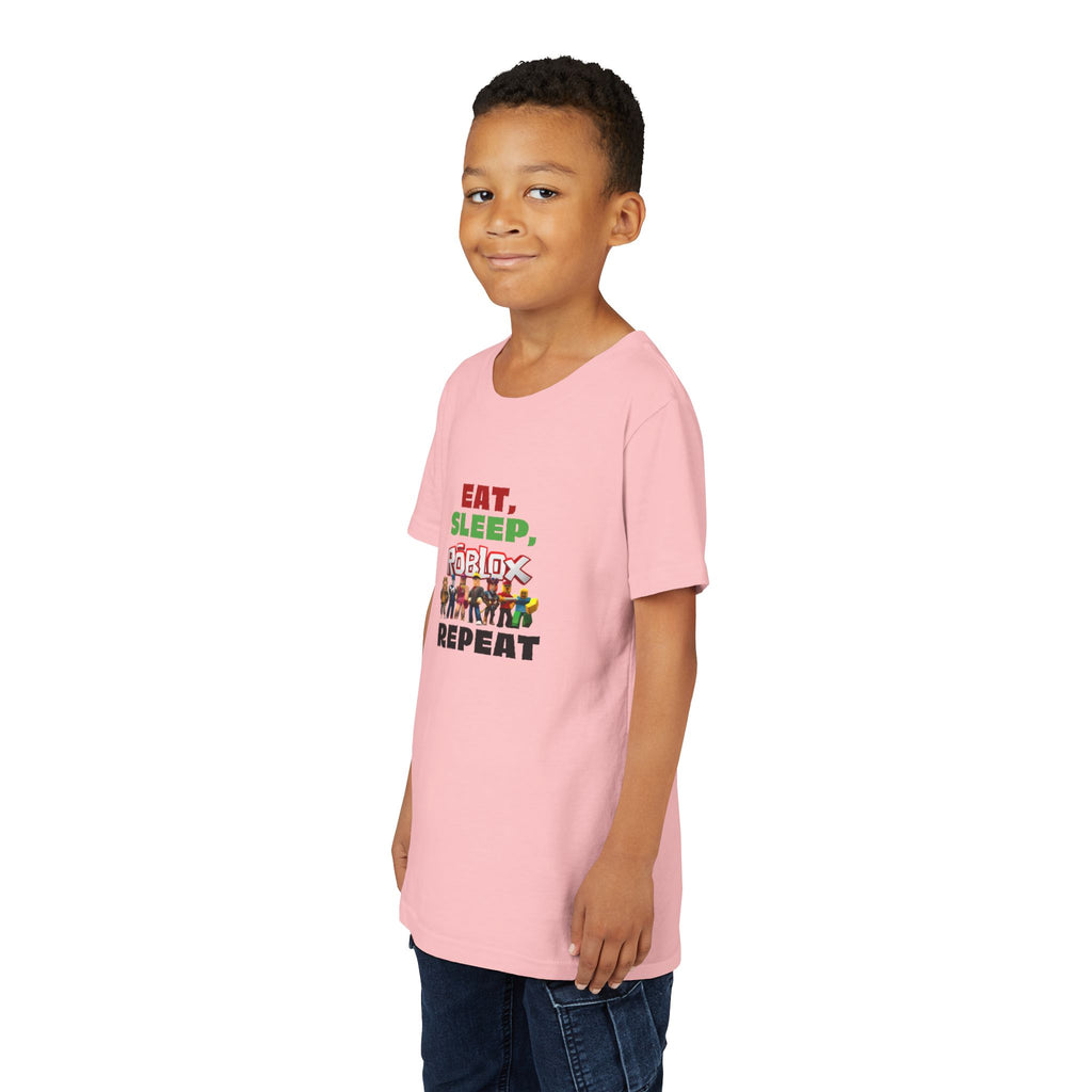 Eat Sleep Roblox Repeat Youth Tee | Kids Gaming Shirt