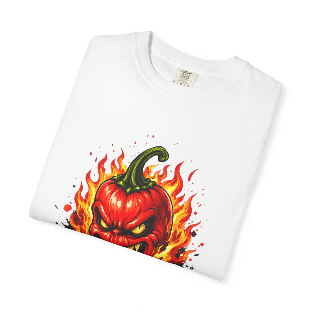 Grinning Chili Pepper Spicy Hot Pepper Graphic T-shirt | Fiery Pepper Design