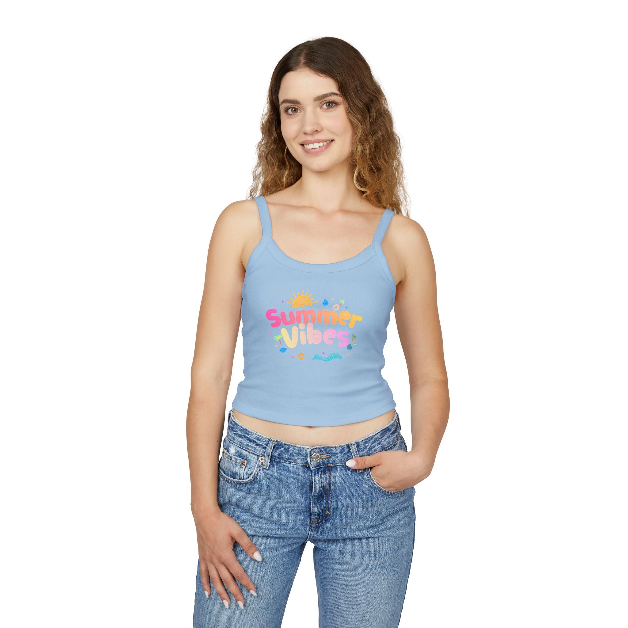 Summer Vibes graphic tank top | Spaghetti strap crop