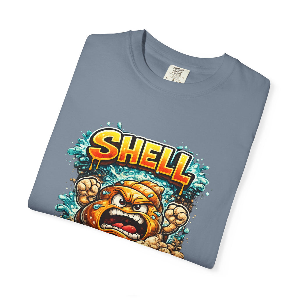 Angry Turtle Shell Cartoon T-shirt | Bold Typography, Creature Illustration