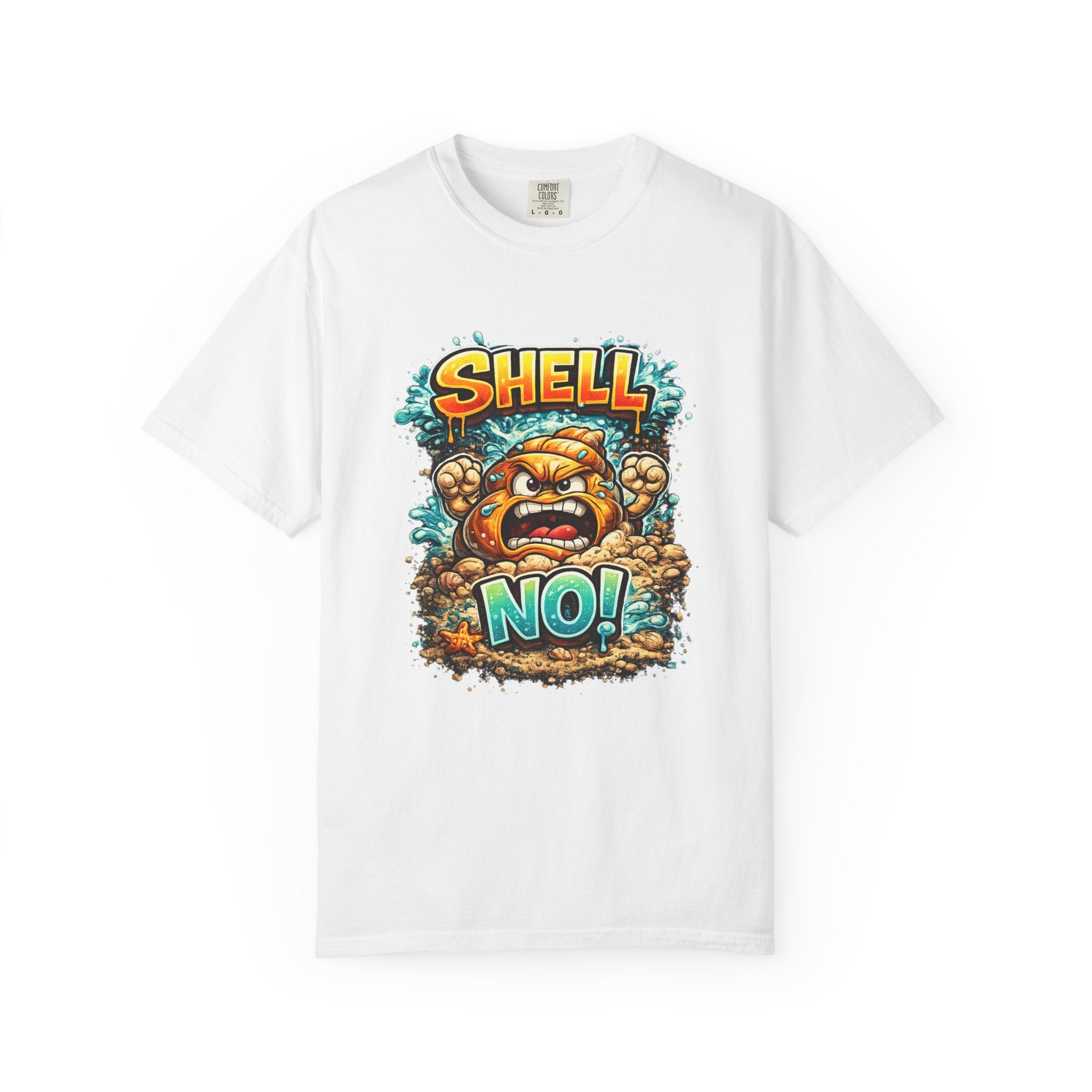 Angry Turtle Shell Cartoon T-shirt | Bold Typography, Creature Illustration