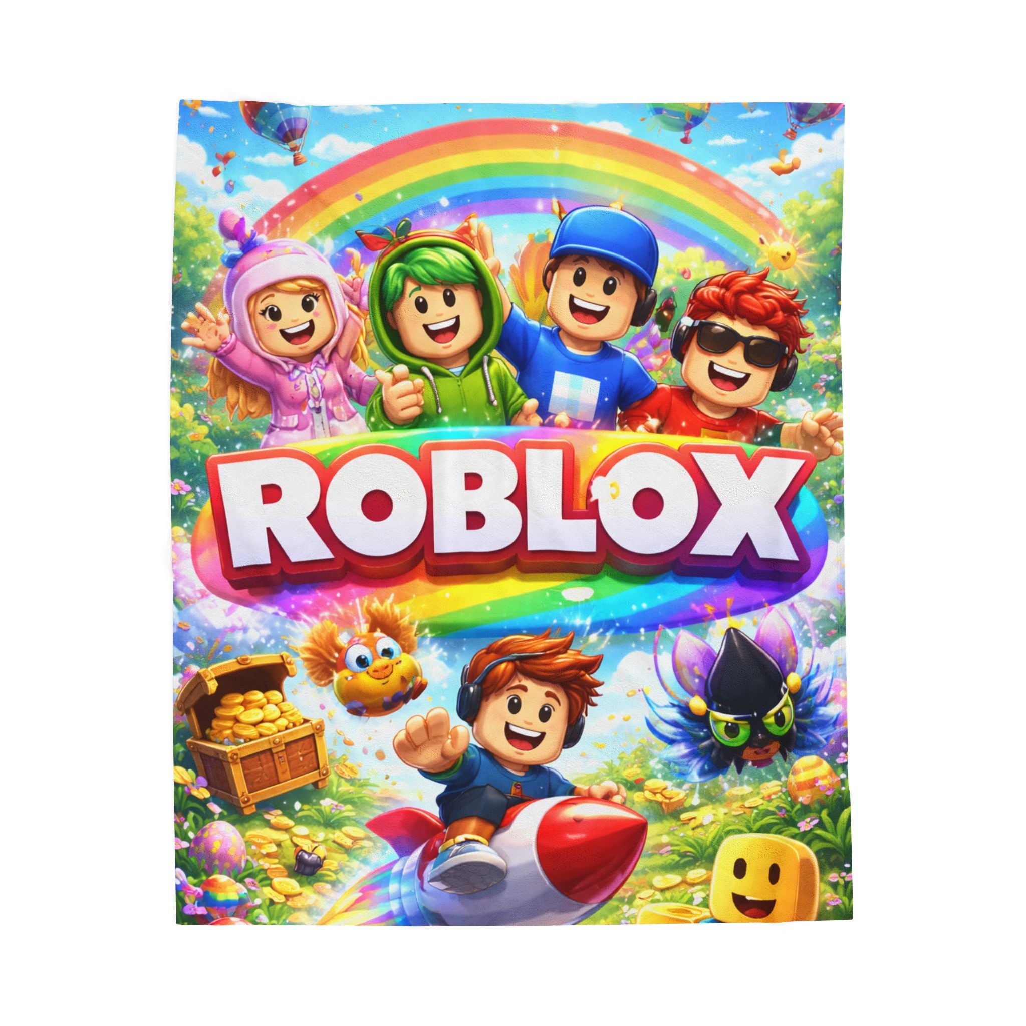 Roblox Characters Colorful Rainbow Game Design Velveteen Plush Blanket