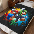 Color Splash Bros Mario and Luigi Velveteen Plush Blanket