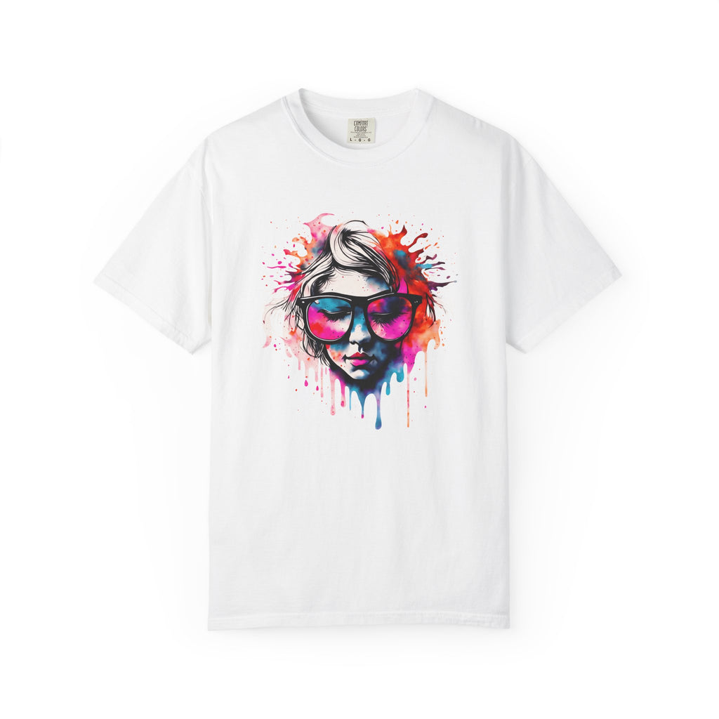Colorful Drip Sunglasses Portrait T-Shirt | Watercolor Face Art