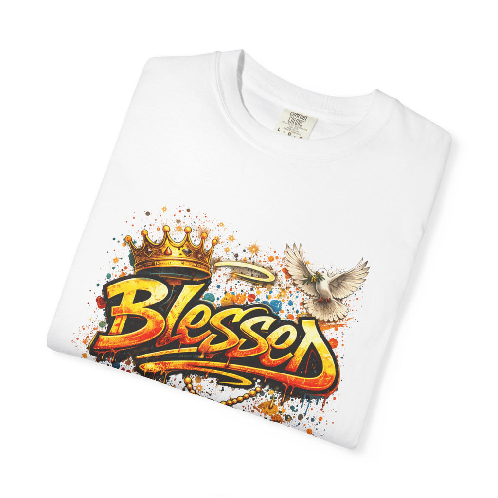 Blessed Graffiti Cross Dove Crown Christian Faith T-shirt