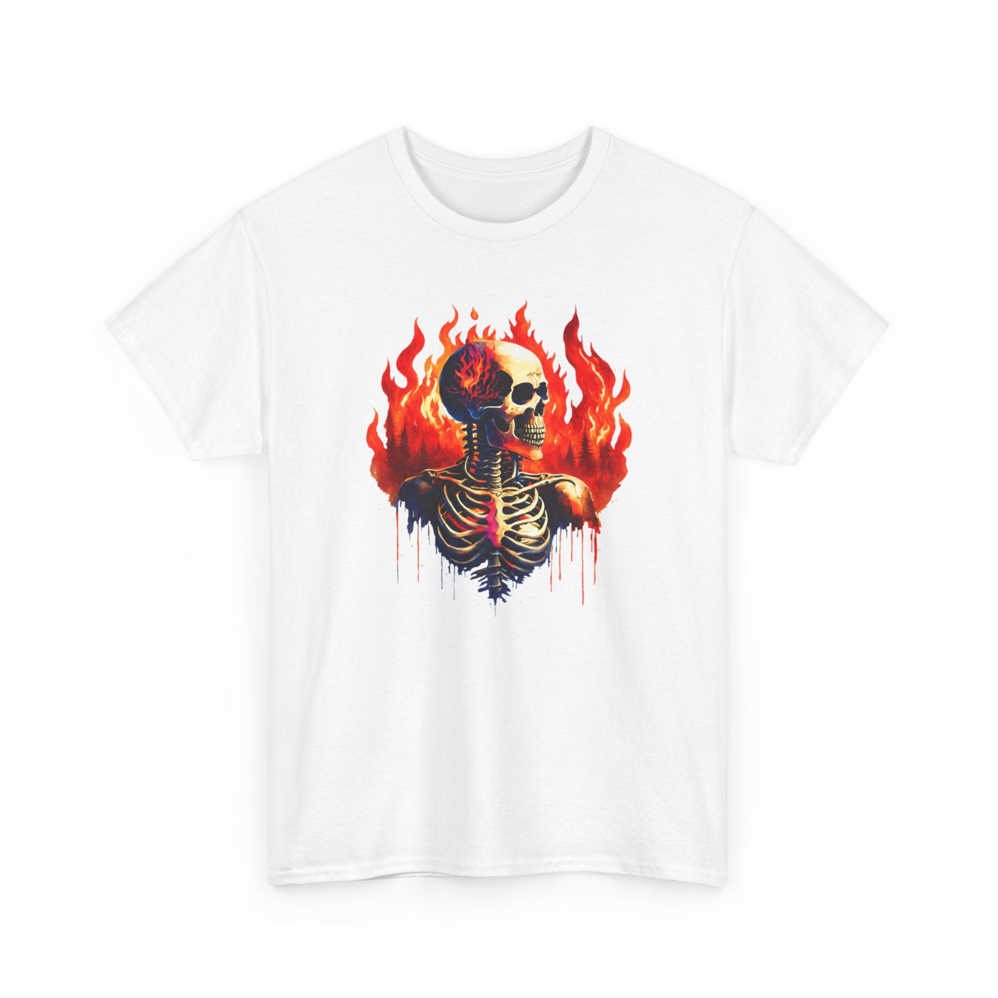 Skull Flame Unisex Heavy Cotton Tee | Edgy Casual Wear