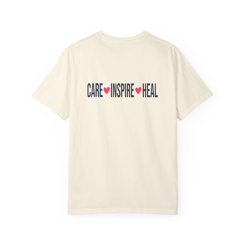 Nurse Graphic T-Shirt — "NURSE" Front + Care • Inspire • Heal Back