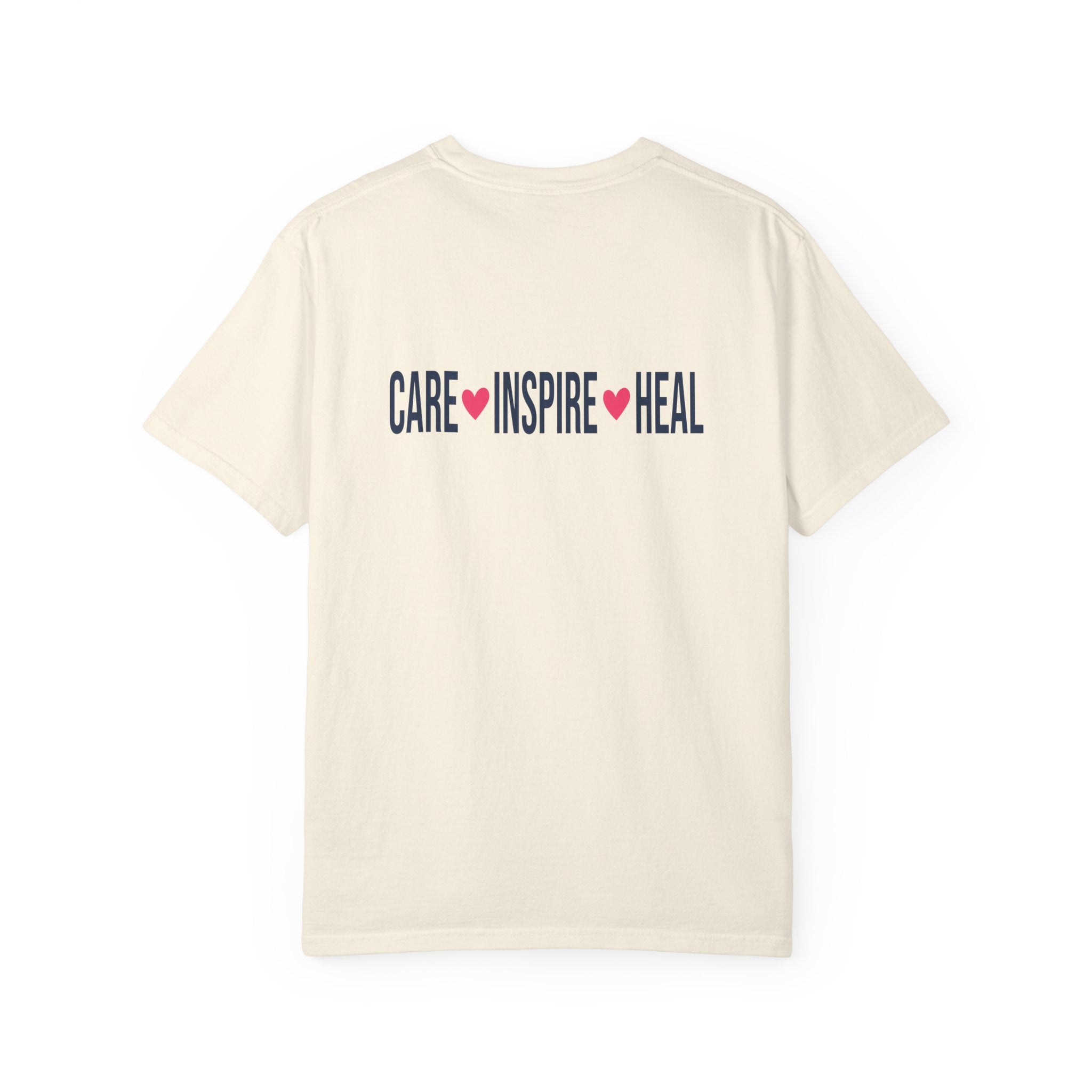 Nurse Graphic T-Shirt — "NURSE" Front + Care • Inspire • Heal Back
