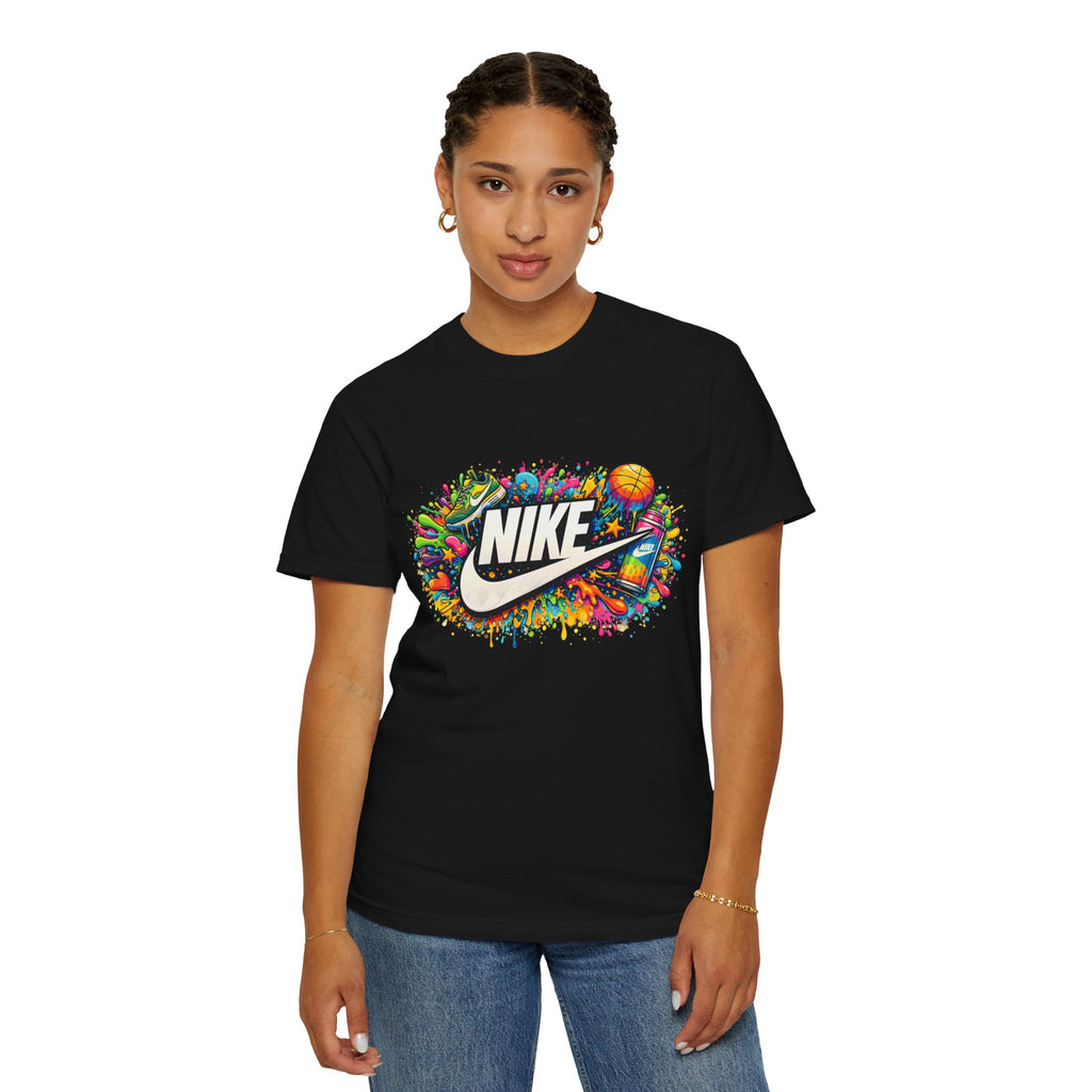 Basketball Swoosh Paint Splash T-Shirt — Colorful Sports Logo Graphic