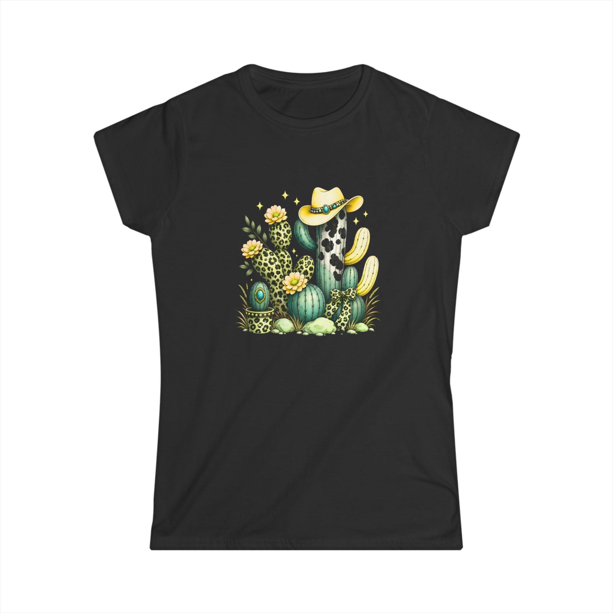 Cow Print Cowboy Hat Cactus Tee | Southwestern Desert Shirt