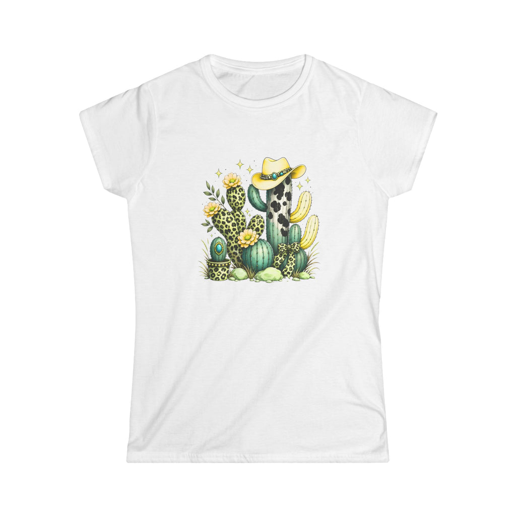 Cow Print Cowboy Hat Cactus Tee | Southwestern Desert Shirt