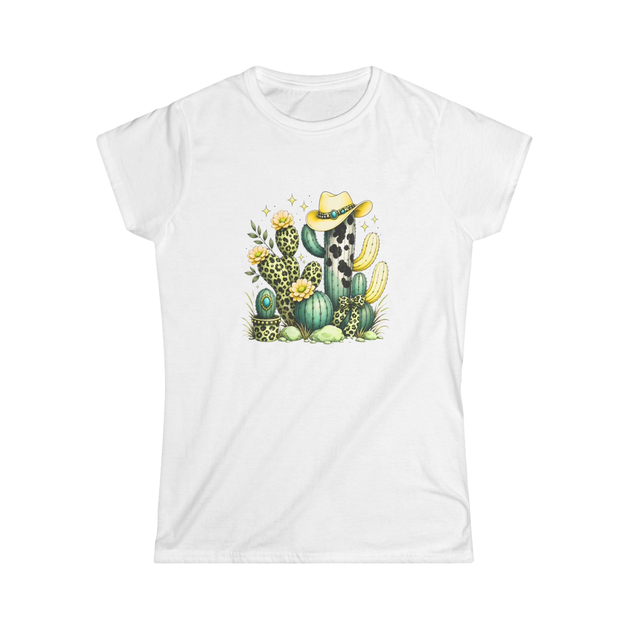 Cow Print Cowboy Hat Cactus Tee | Southwestern Desert Shirt