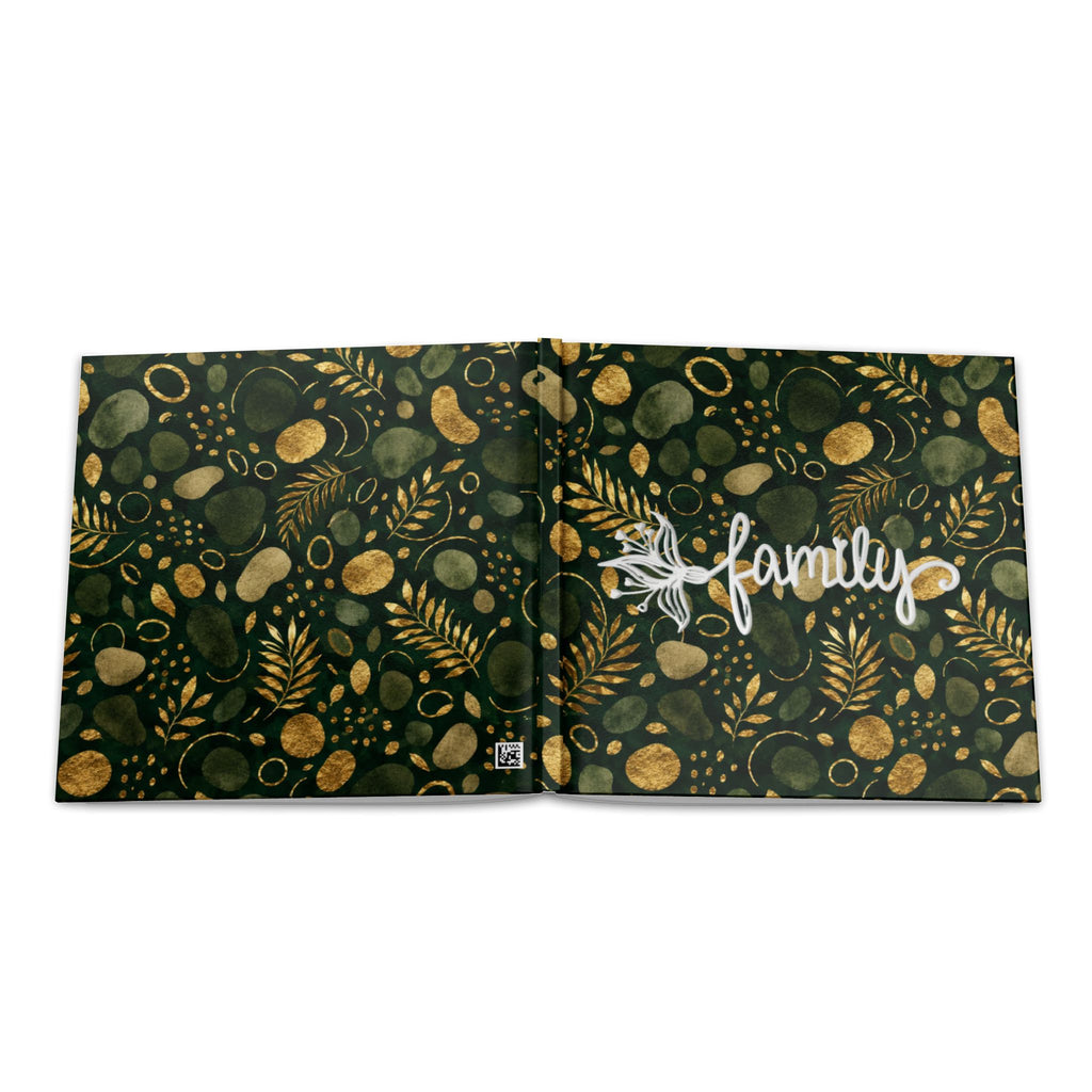 Green and Gold Leaf Pattern Hardcover Photo Book | Botanical Abstract Art