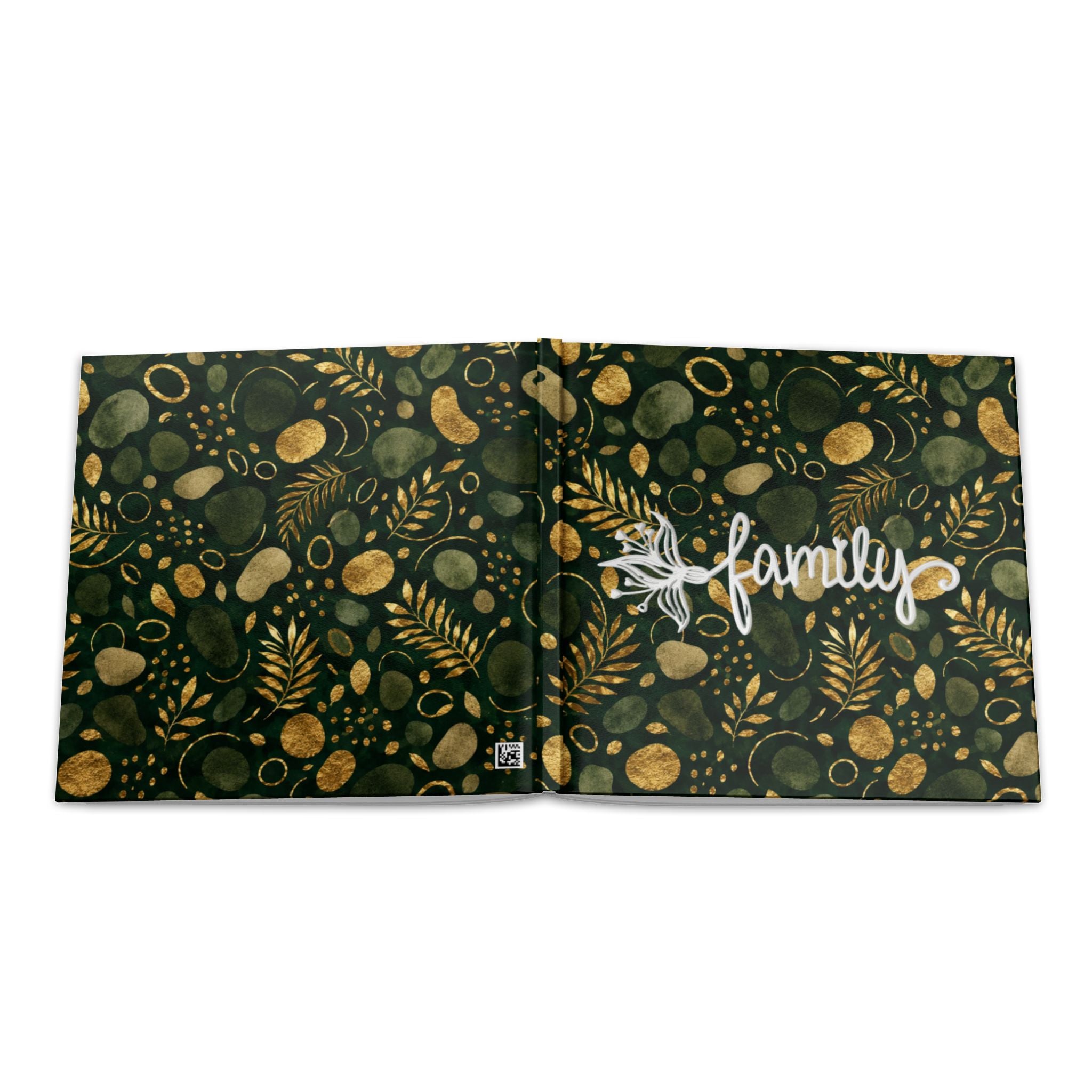 Green and Gold Leaf Pattern Hardcover Photo Book | Botanical Abstract Art