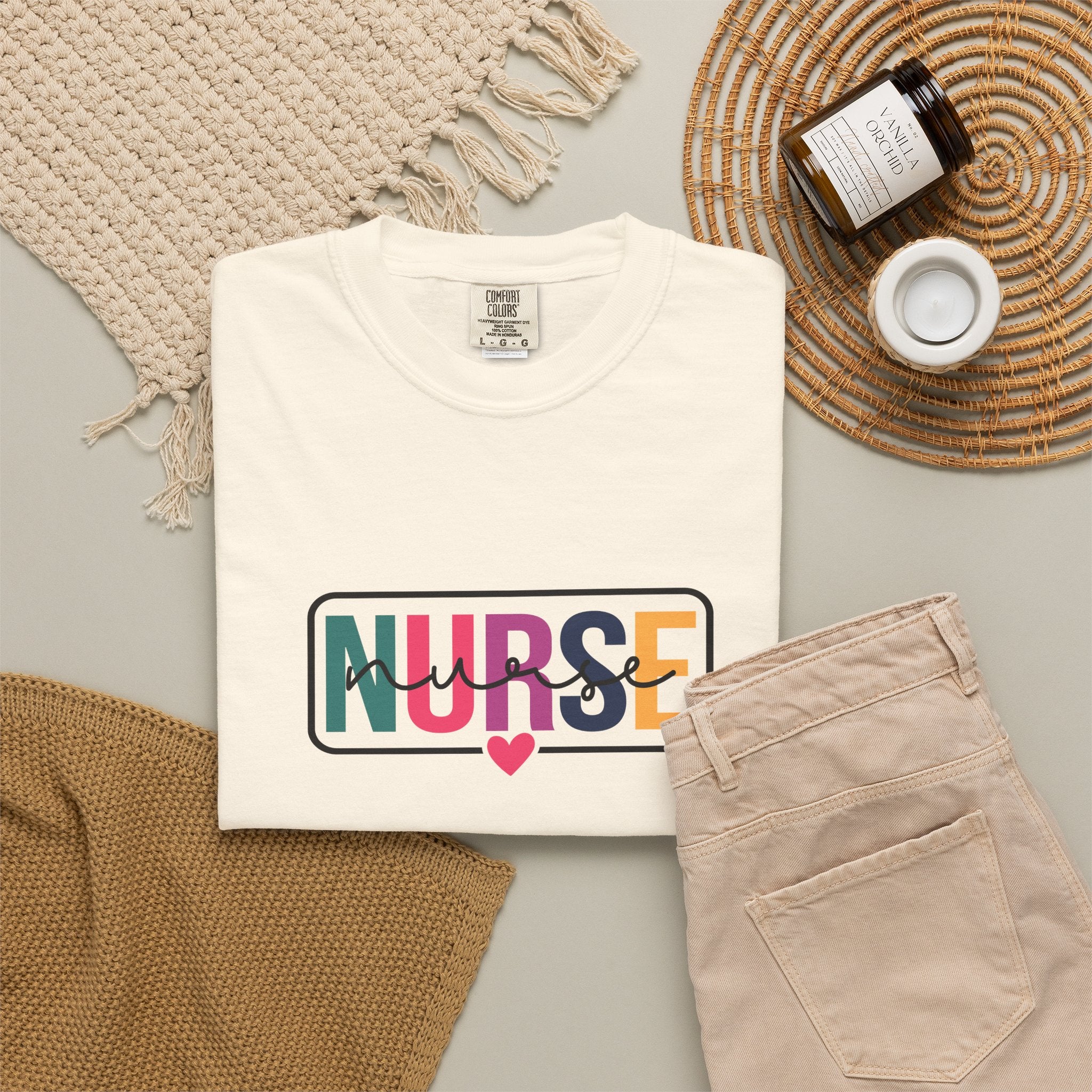 Nurse Graphic T-Shirt — "NURSE" Front + Care • Inspire • Heal Back