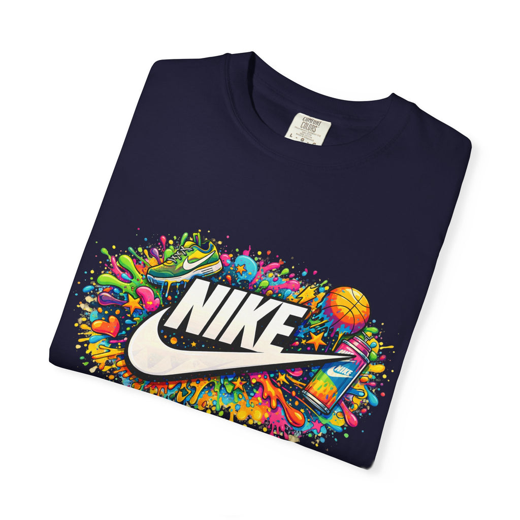 Basketball Swoosh Paint Splash T-Shirt — Colorful Sports Logo Graphic