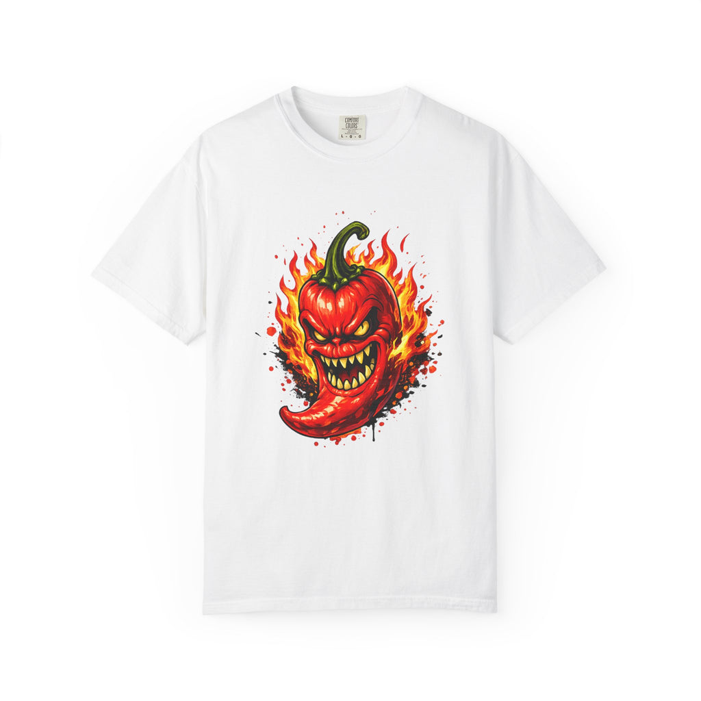 Grinning Chili Pepper Spicy Hot Pepper Graphic T-shirt | Fiery Pepper Design