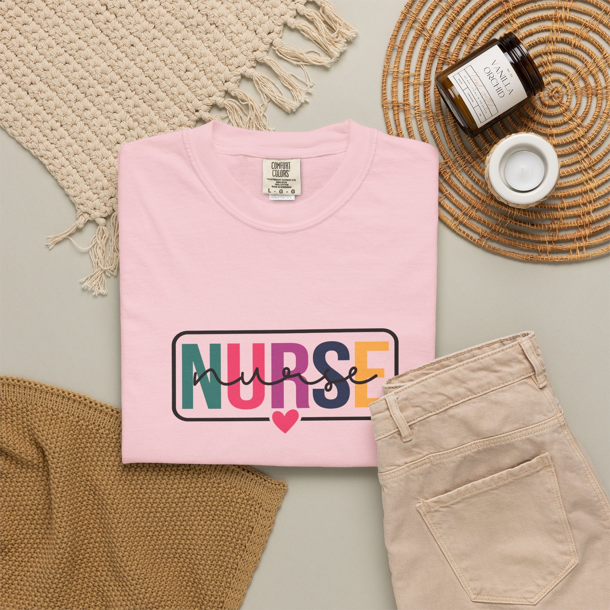 Nurse Graphic T-Shirt — "NURSE" Front + Care • Inspire • Heal Back