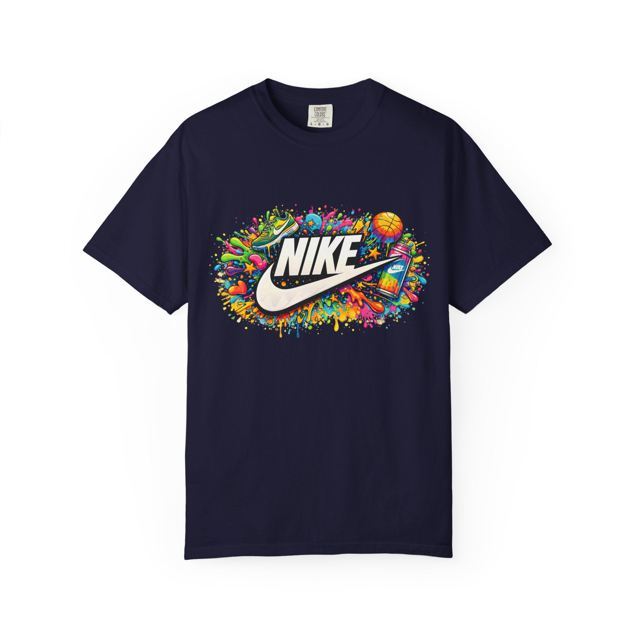 Basketball Swoosh Paint Splash T-Shirt — Colorful Sports Logo Graphic