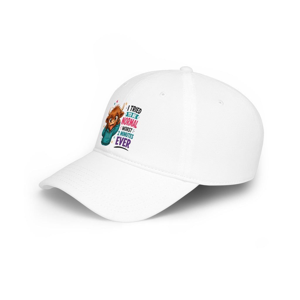 Cute Highland Cow Baseball Cap - "I Tried to Be Normal" Funny Farm Hat