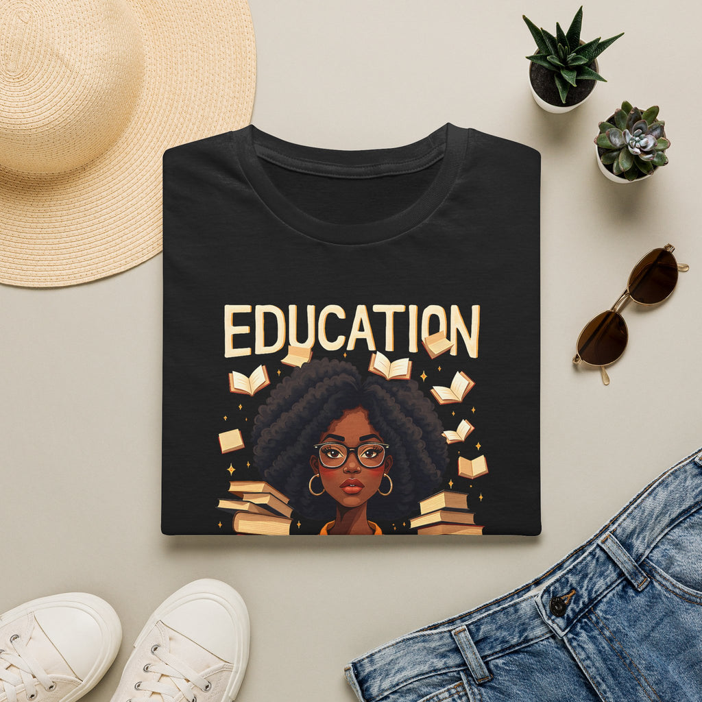 Education Is Freedom shirt | Black woman reader illustration T-Shirt