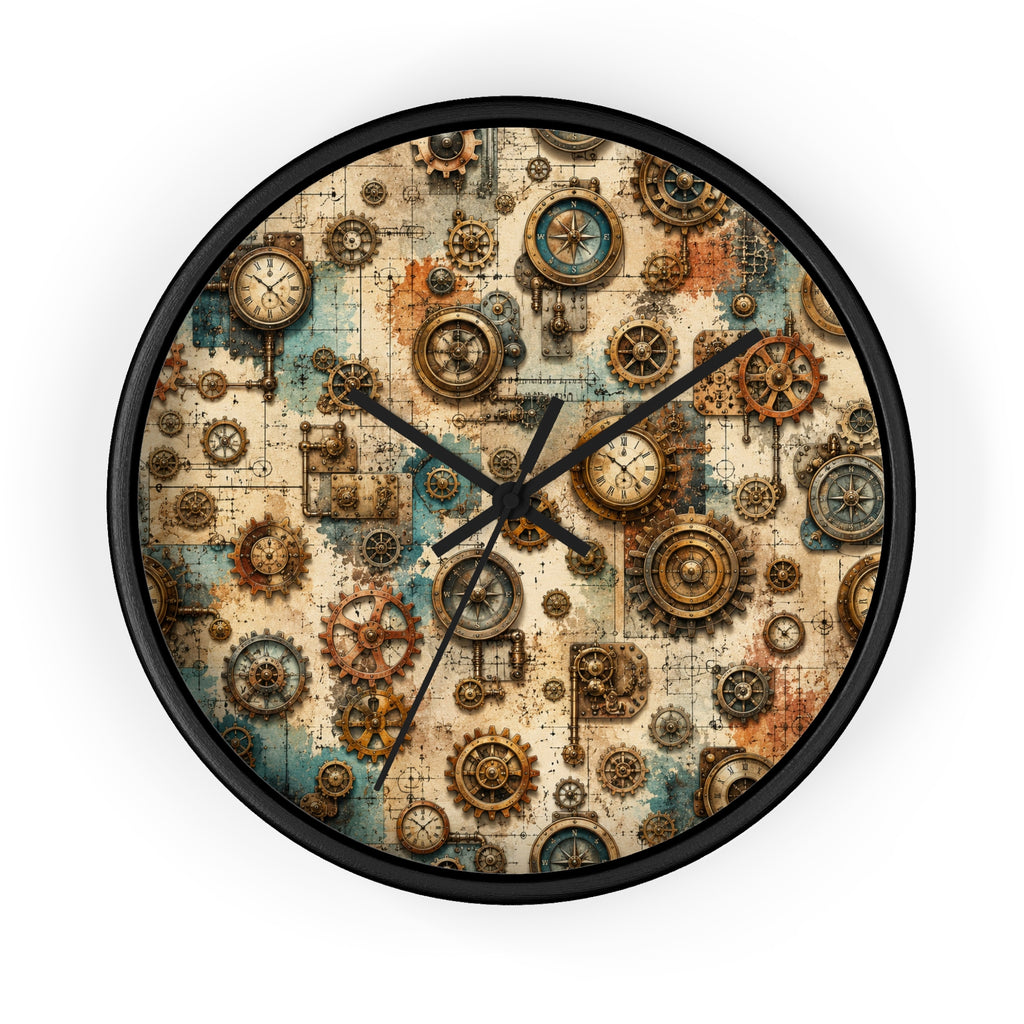 Steampunk Gears Wall Clock, Vintage Industrial Gearwork Timepiece