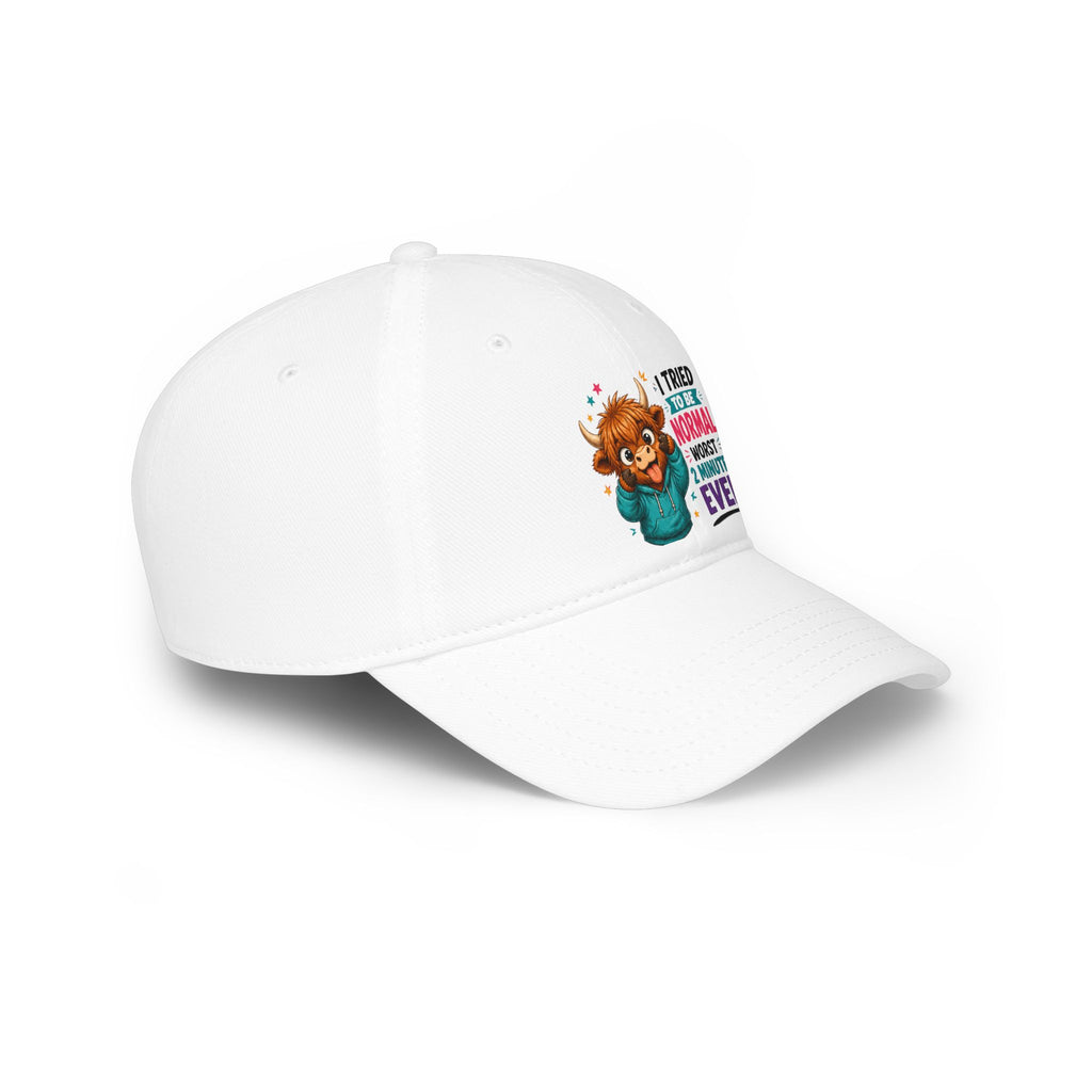 Cute Highland Cow Baseball Cap - "I Tried to Be Normal" Funny Farm Hat