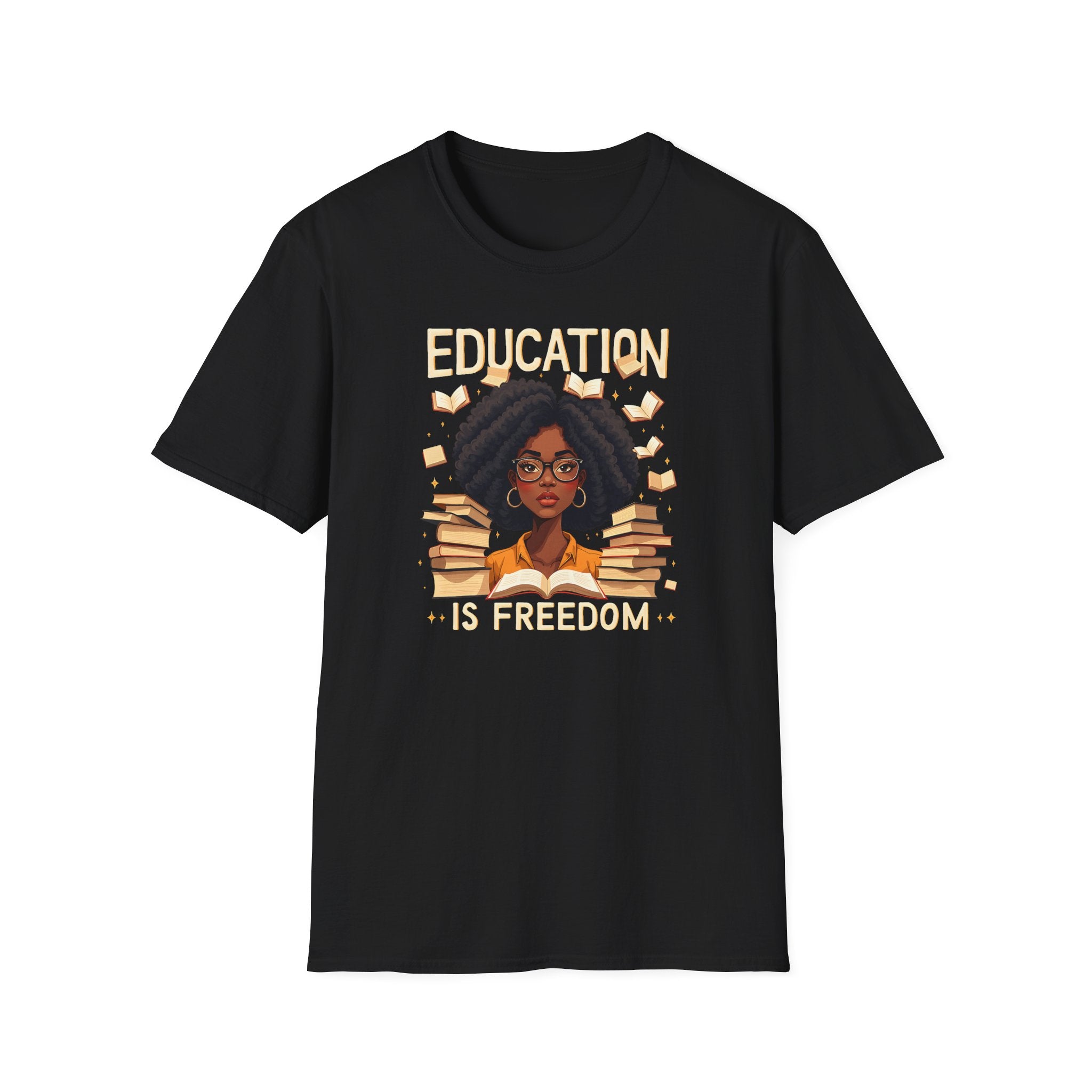 Education Is Freedom shirt | Black woman reader illustration T-Shirt