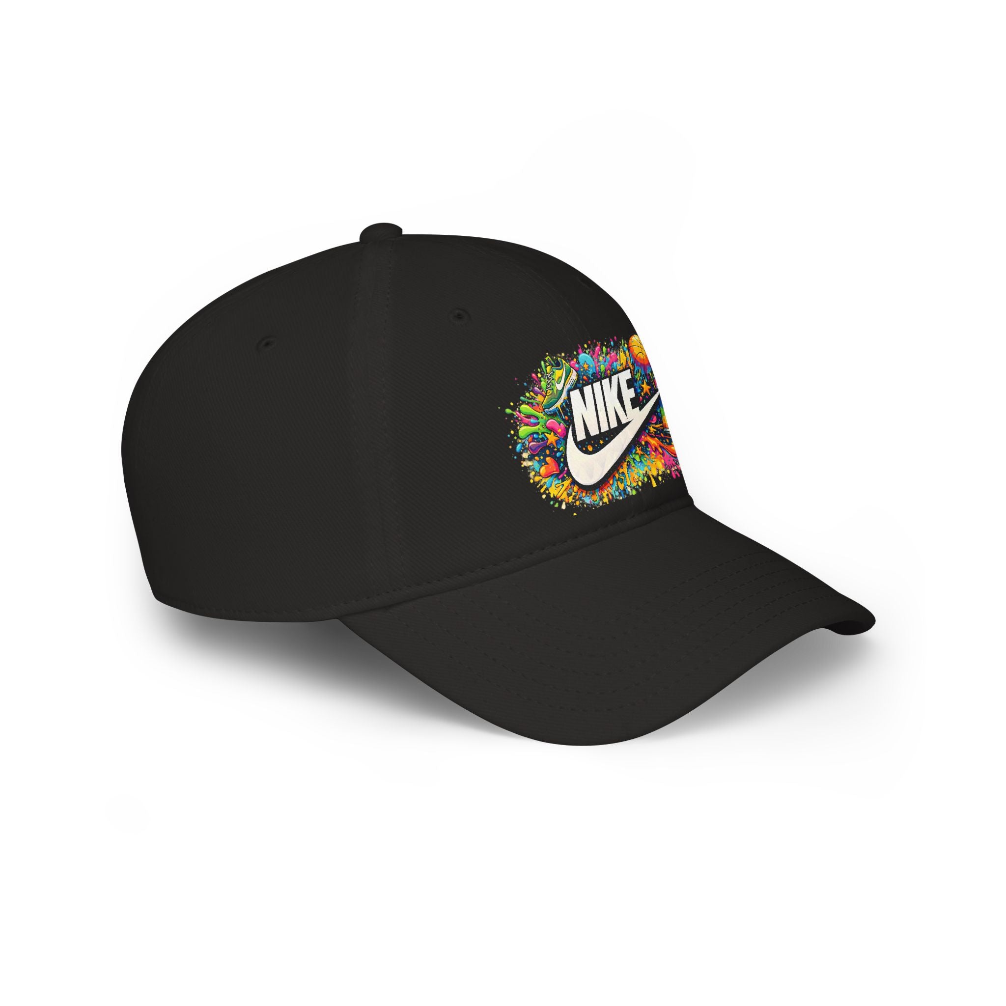 Paint Splatter Low Profile Baseball Cap — Colorful Nike Logo Splash