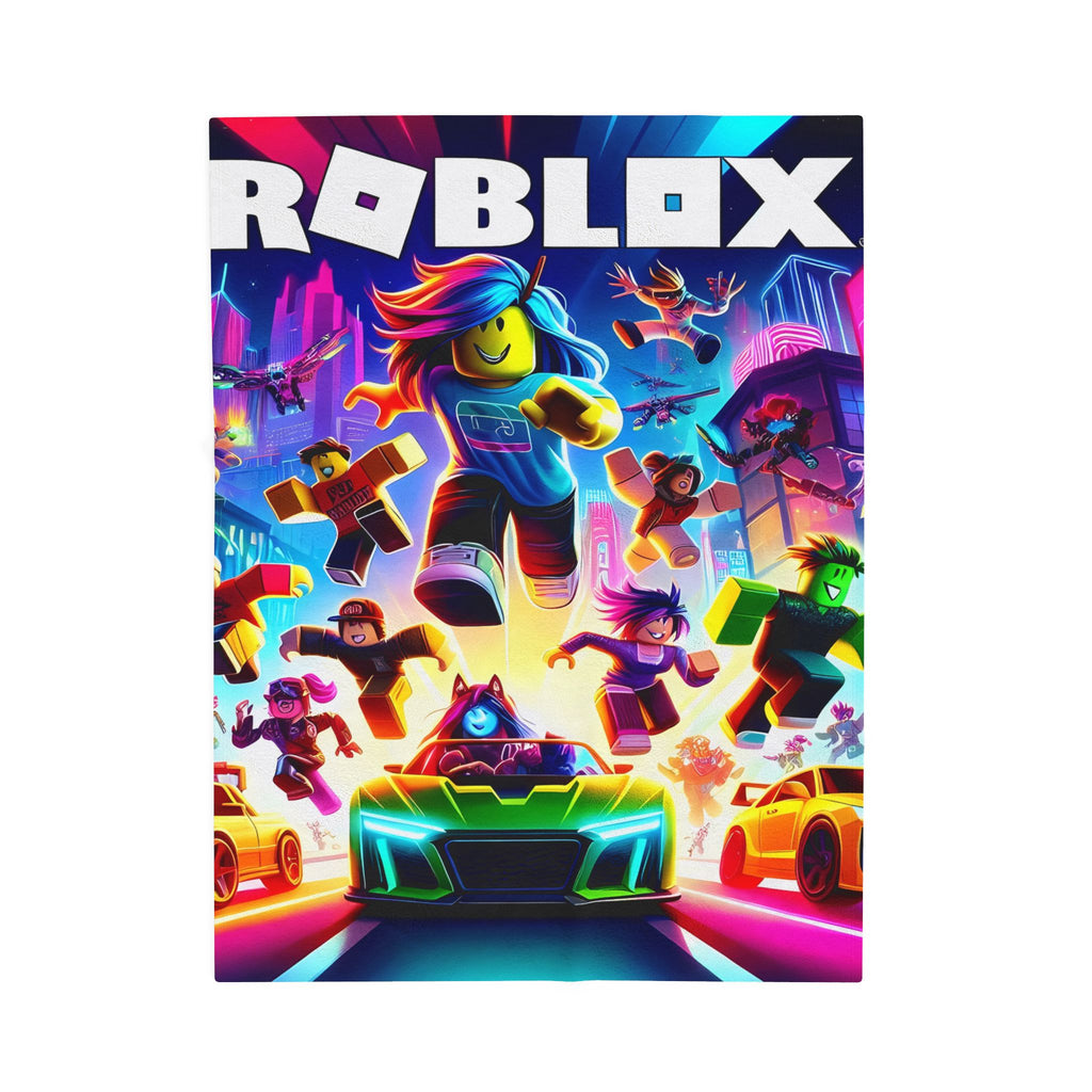 Roblox Characters Velveteen Plush Blanket | Neon Game Scene