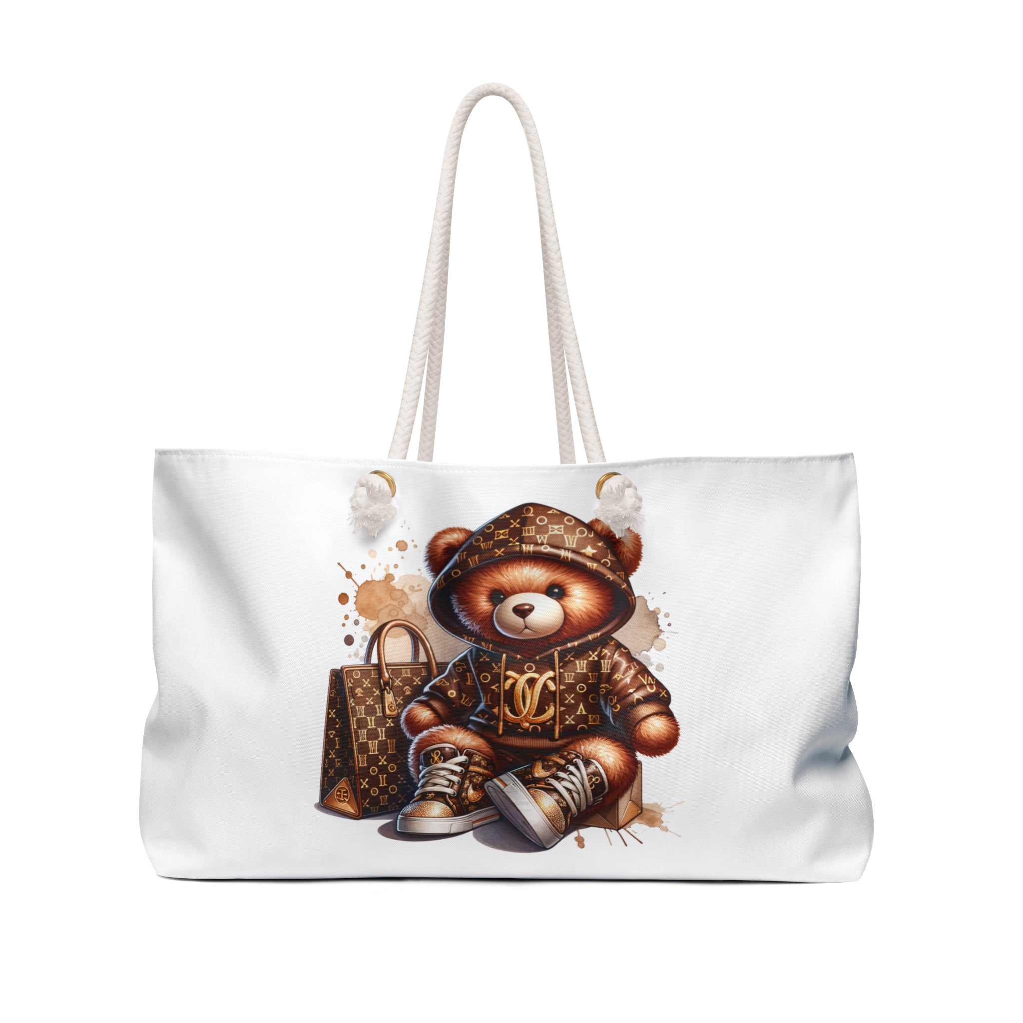 Luxury Teddy Bear Hoodie Print Weekender Bag | Designer Monogram Tote