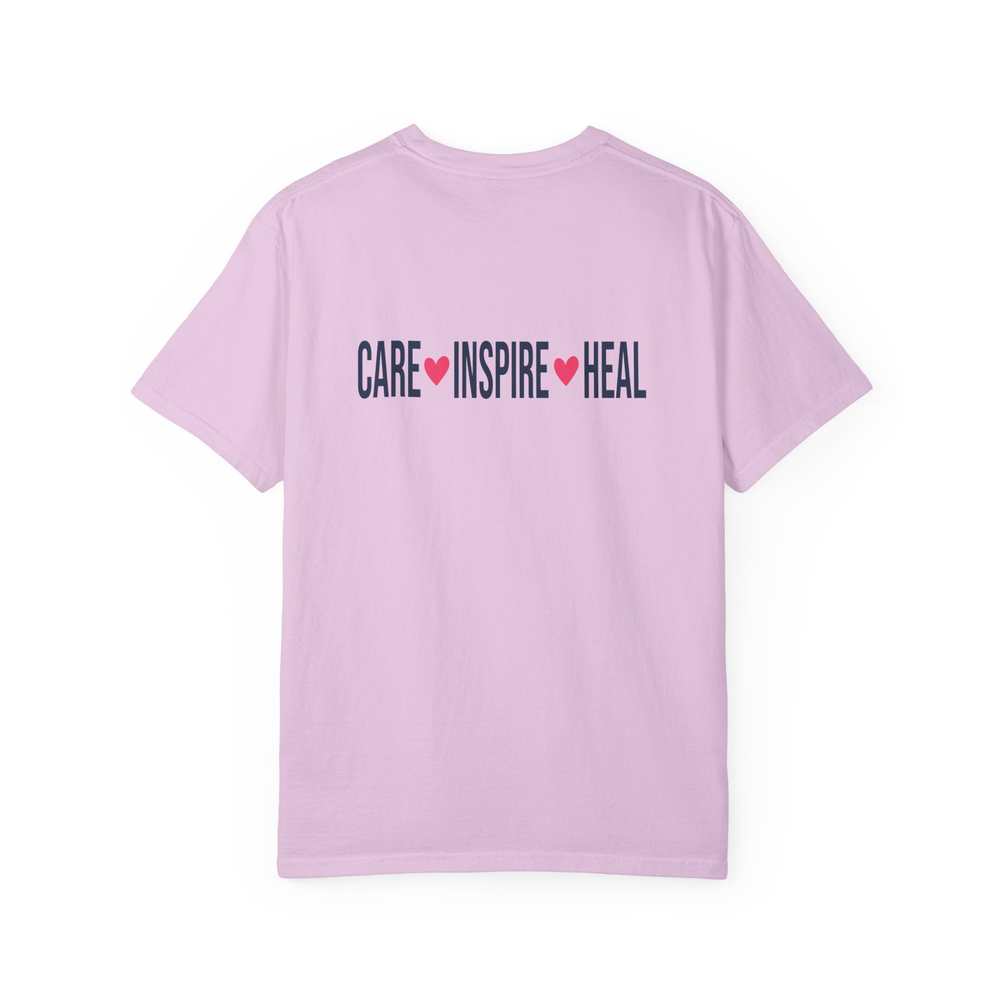 Nurse Graphic T-Shirt — "NURSE" Front + Care • Inspire • Heal Back