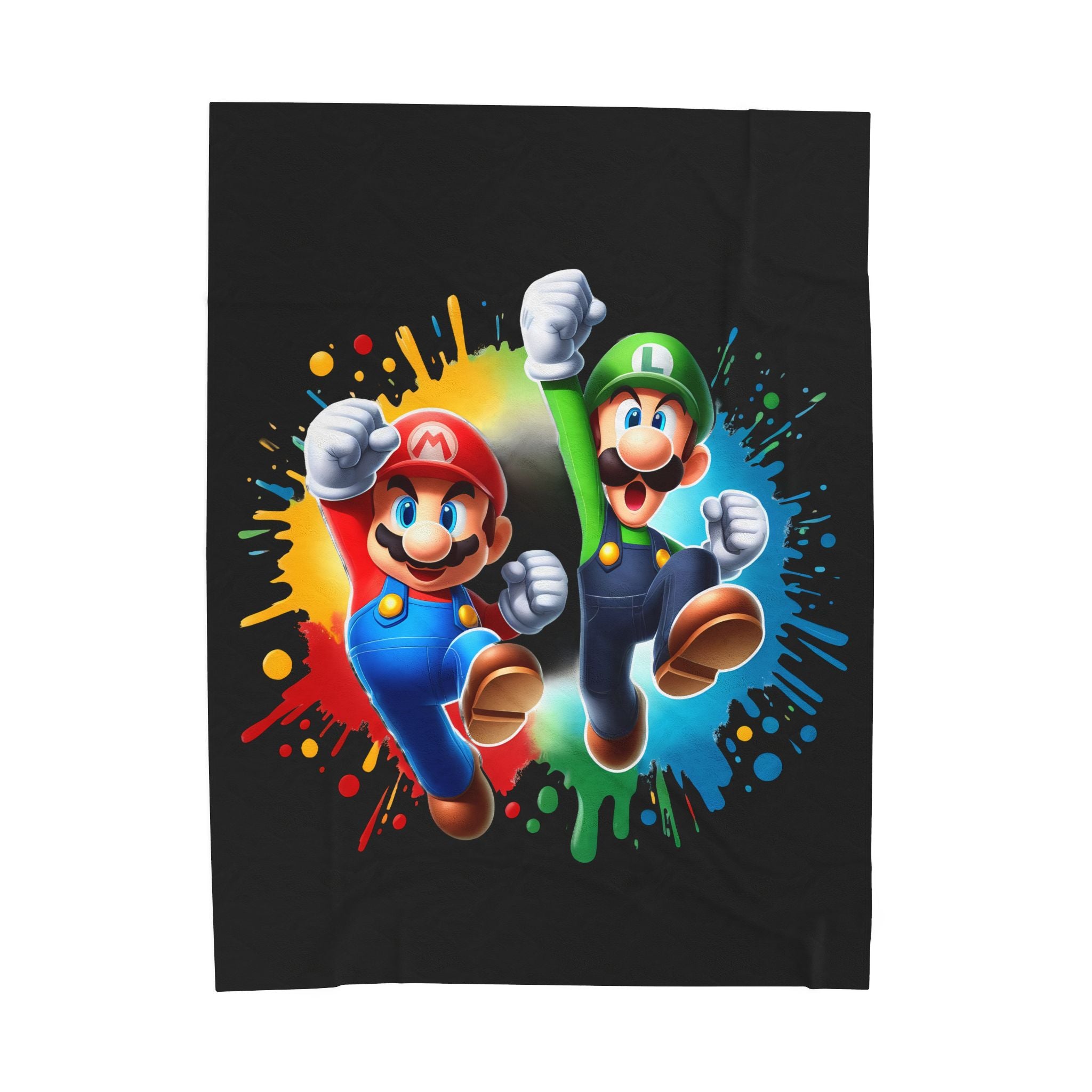 Color Splash Bros Mario and Luigi Velveteen Plush Blanket