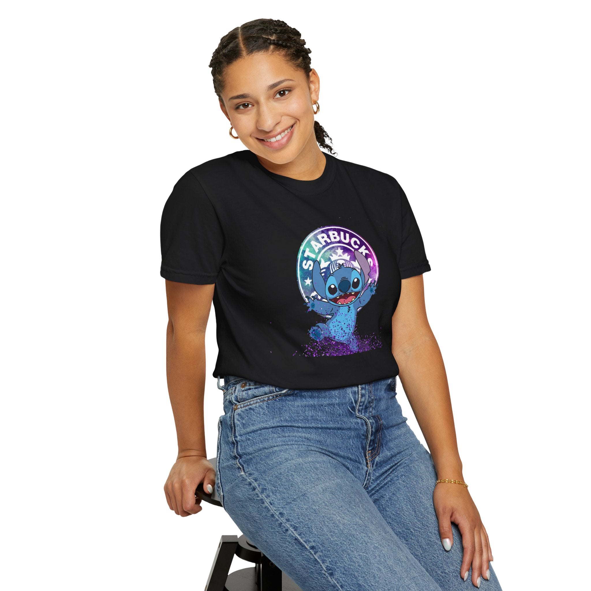 Stitch Coffee Logo Tee — Cute 'Starbucks' Inspired Cartoon T-Shirt
