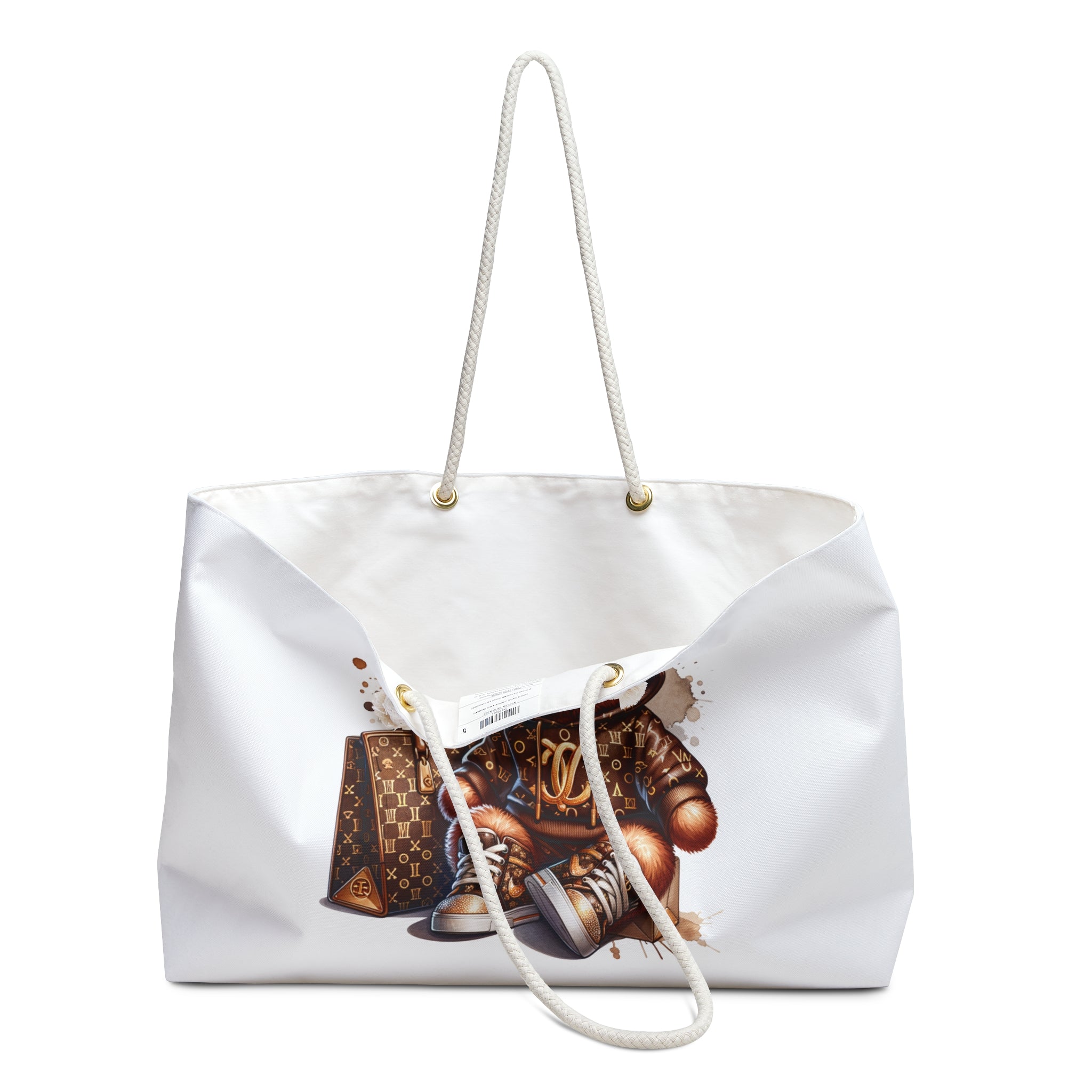 Luxury Teddy Bear Hoodie Print Weekender Bag | Designer Monogram Tote