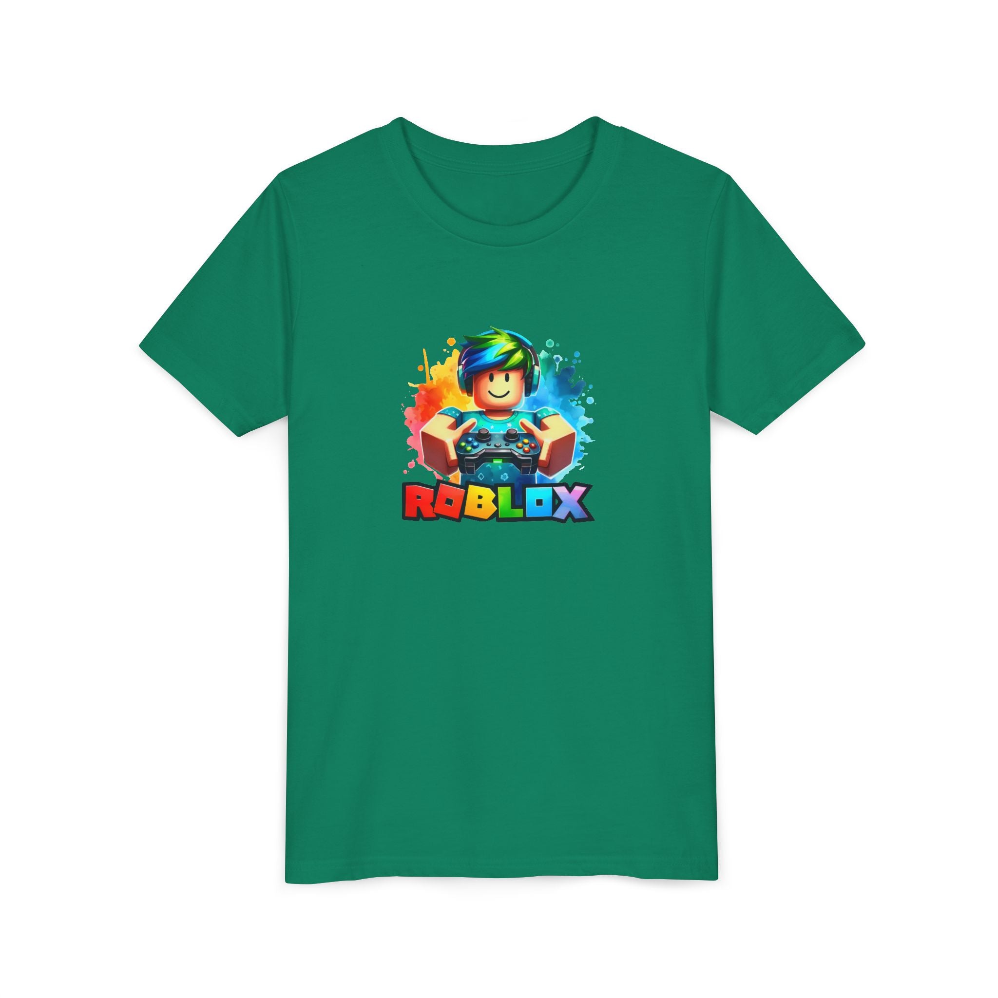 Rainbow Roblox Character Youth Tee | Gaming Logo Kids Shirt