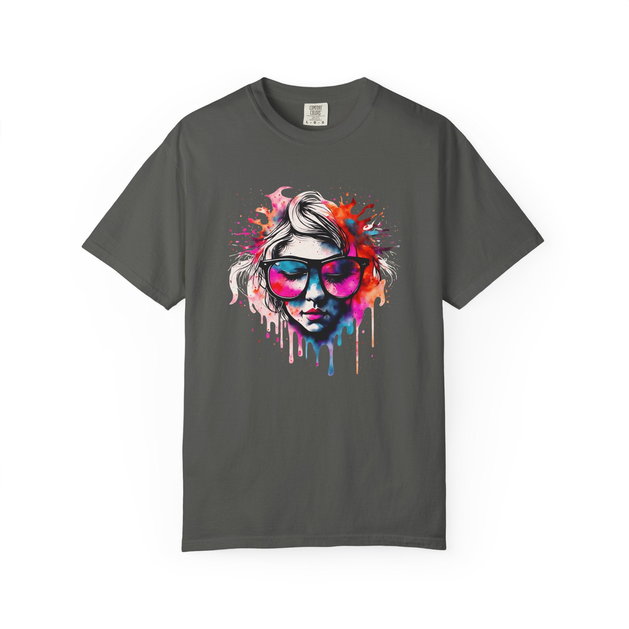 Colorful Drip Sunglasses Portrait T-Shirt | Watercolor Face Art