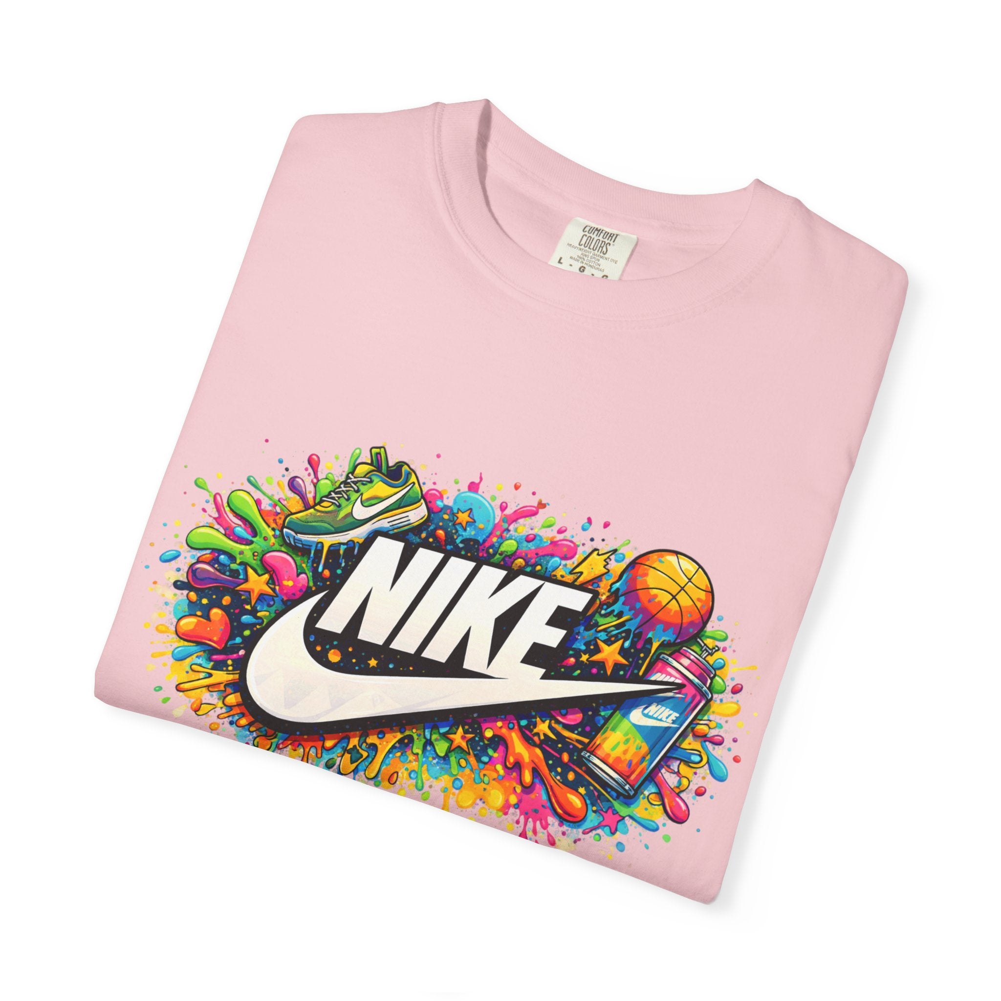 Basketball Swoosh Paint Splash T-Shirt — Colorful Sports Logo Graphic
