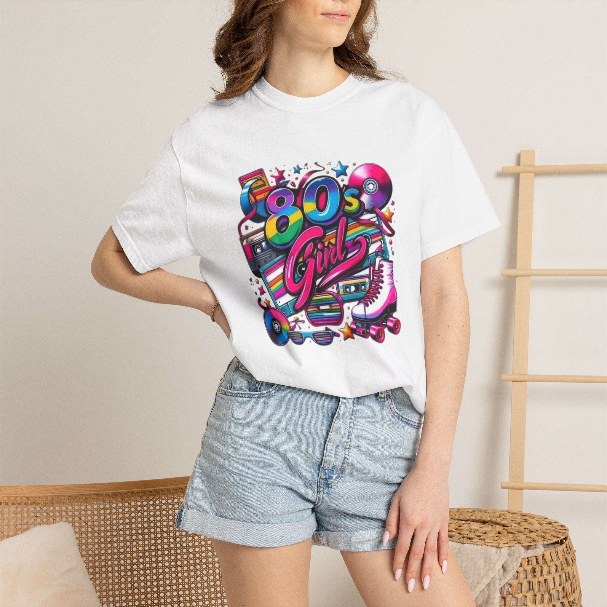 80s Girl Retro Neon Cassette Skate T-Shirt