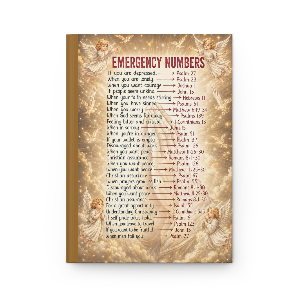 Angelic Vintage Prayer Emergency Numbers Scripture List Hardcover Journal