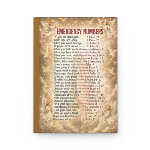 Angelic Vintage Prayer Emergency Numbers Scripture List Hardcover Journal