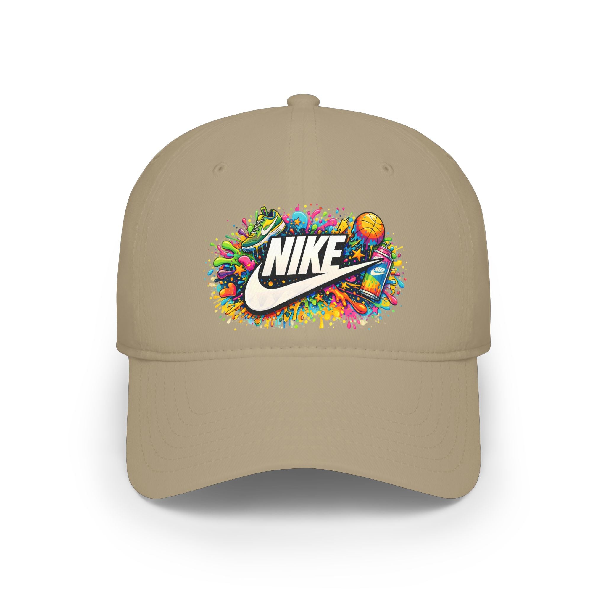 Paint Splatter Low Profile Baseball Cap — Colorful Nike Logo Splash